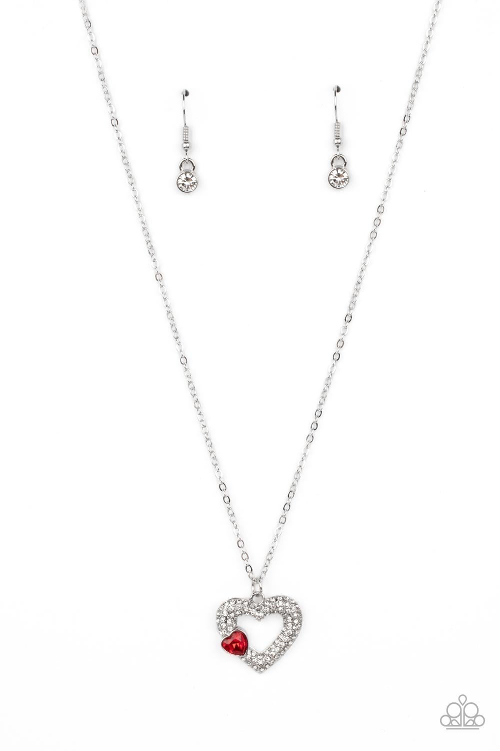 Bedazzled Bliss - Red Heart Necklace - Paparazzi Accessories