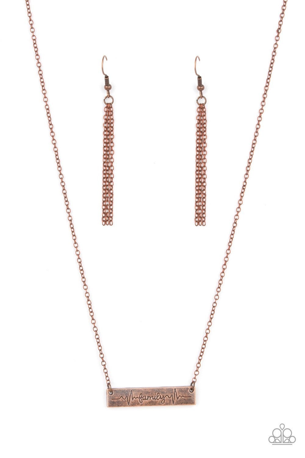 Living The Mom Life - Copper "Family" Bar Necklace - Paparazzi Accessories