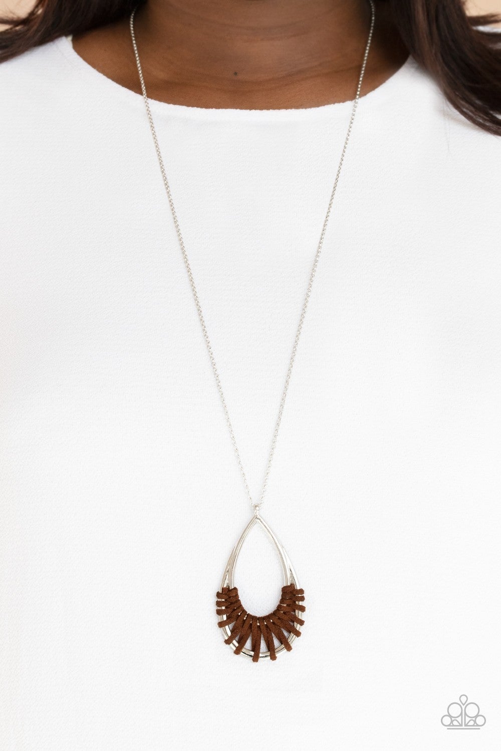 Homespun Artifact - Brown - Suede Wrapped Pendant Necklace - Paparazzi Accessories