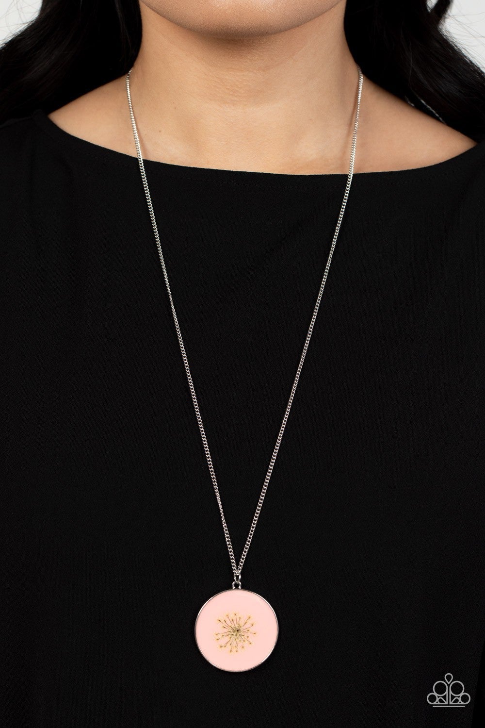 Prairie Picnic - Pink Flower Pendant Necklace - Paparazzi Accessories