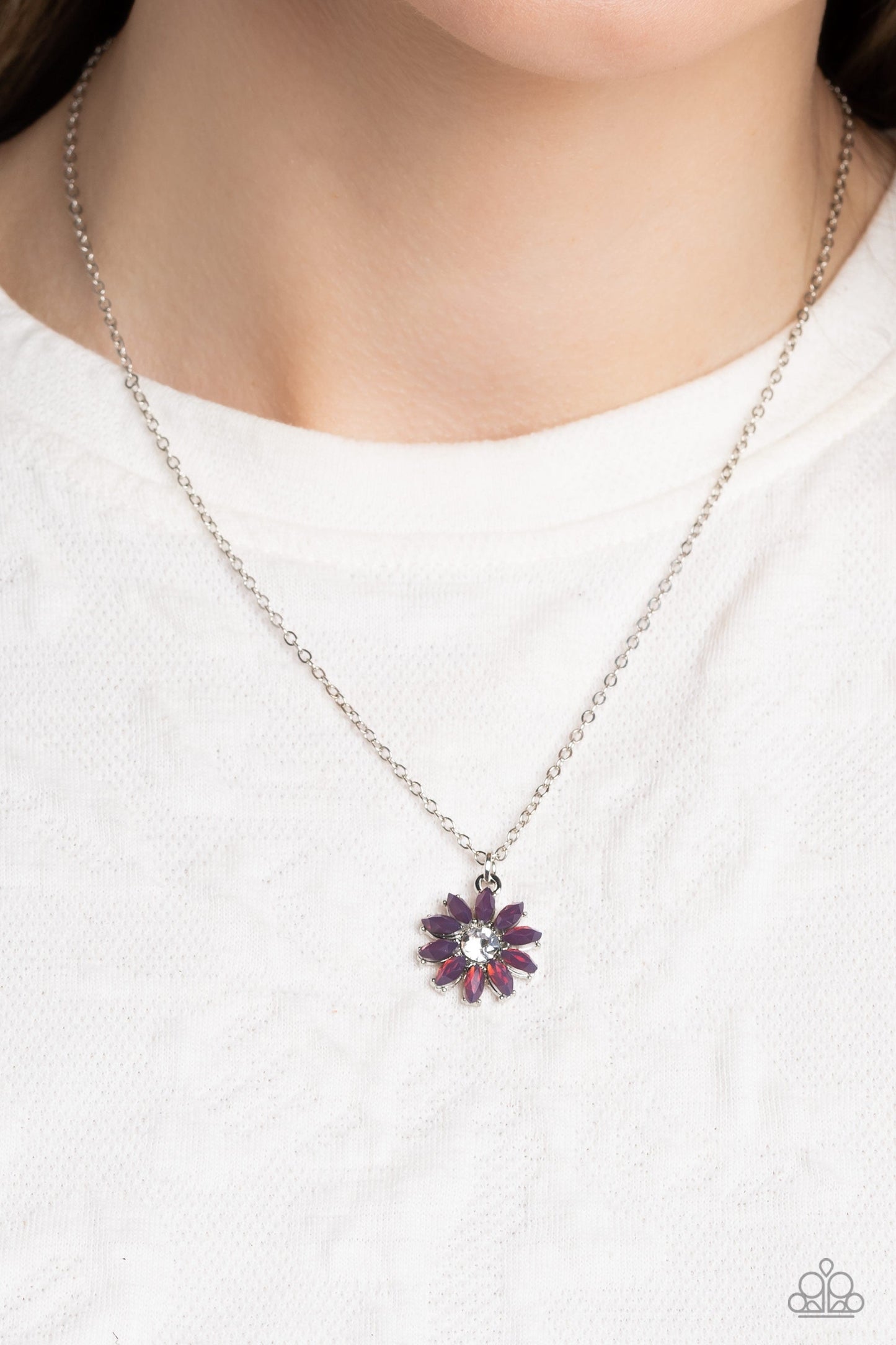 Daisy Diva - Purple - Floral Pendant Necklace - Paparazzi Accessories