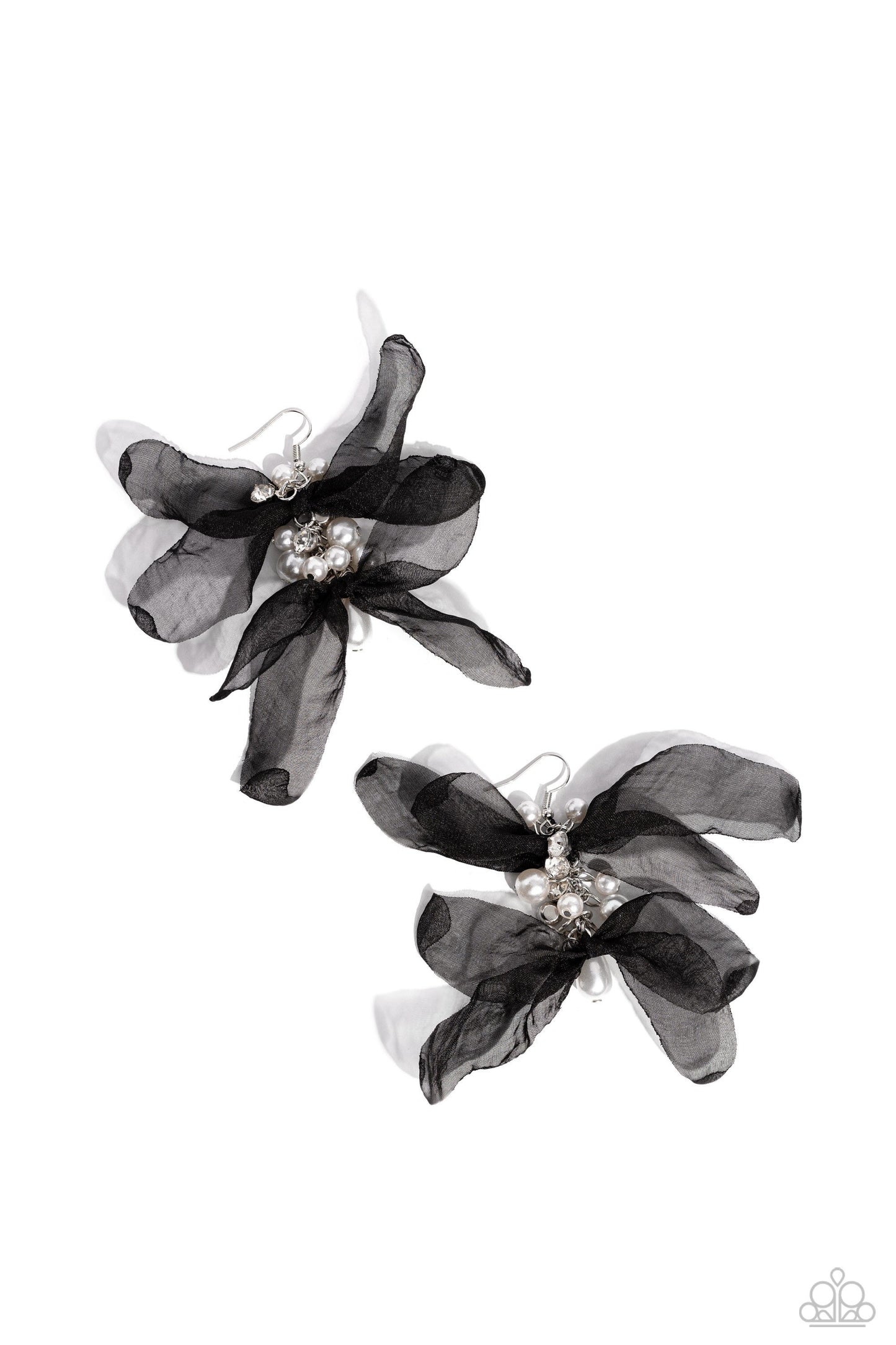 Cosmopolitan Charisma - Black - Chiffon and Pearl Fishhook Earrings - Paparazzi Accessories