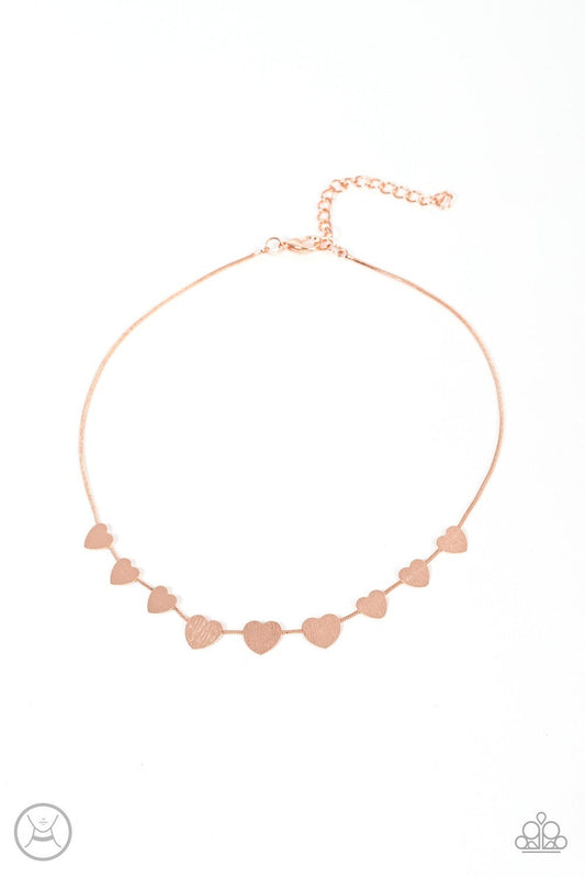 Dainty Desire - Copper - Hearts Choker Necklace - Paparazzi Accessories