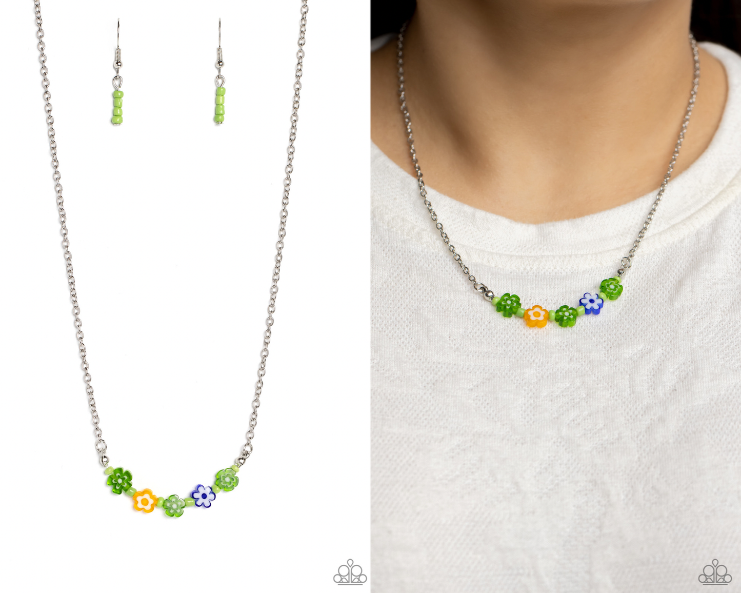 BOUQUET We Go - Green - Flower Beads Necklace - Paparazzi Acccessories