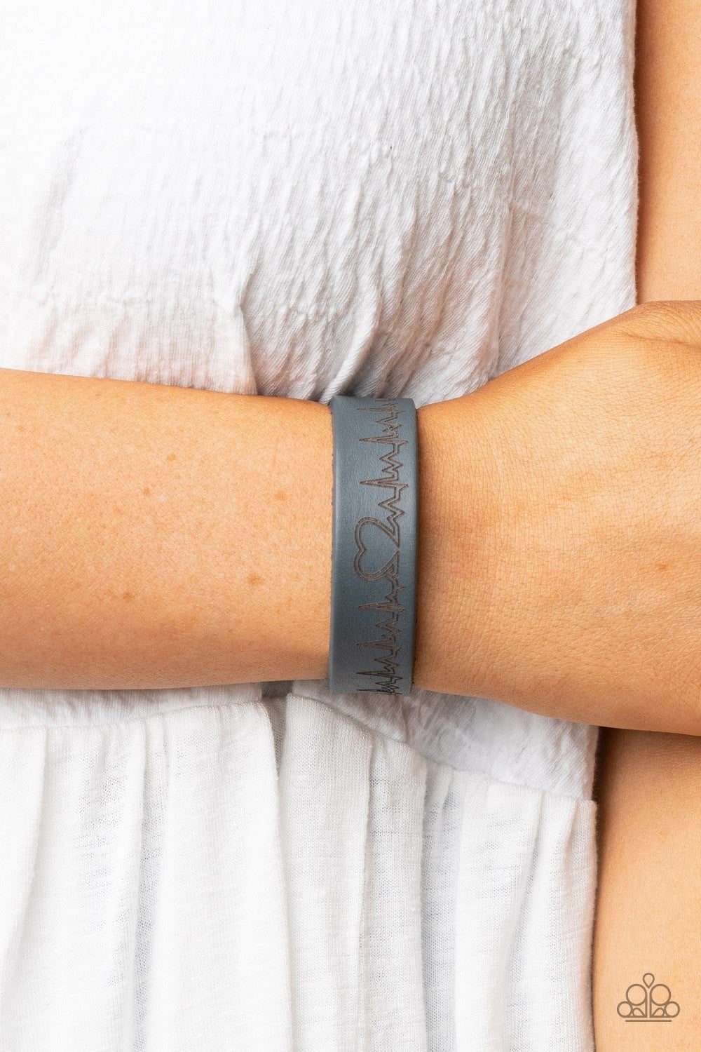 Haute Heartbeat - Silver Snap Wrap Bracelet - Paparazzi Accessories