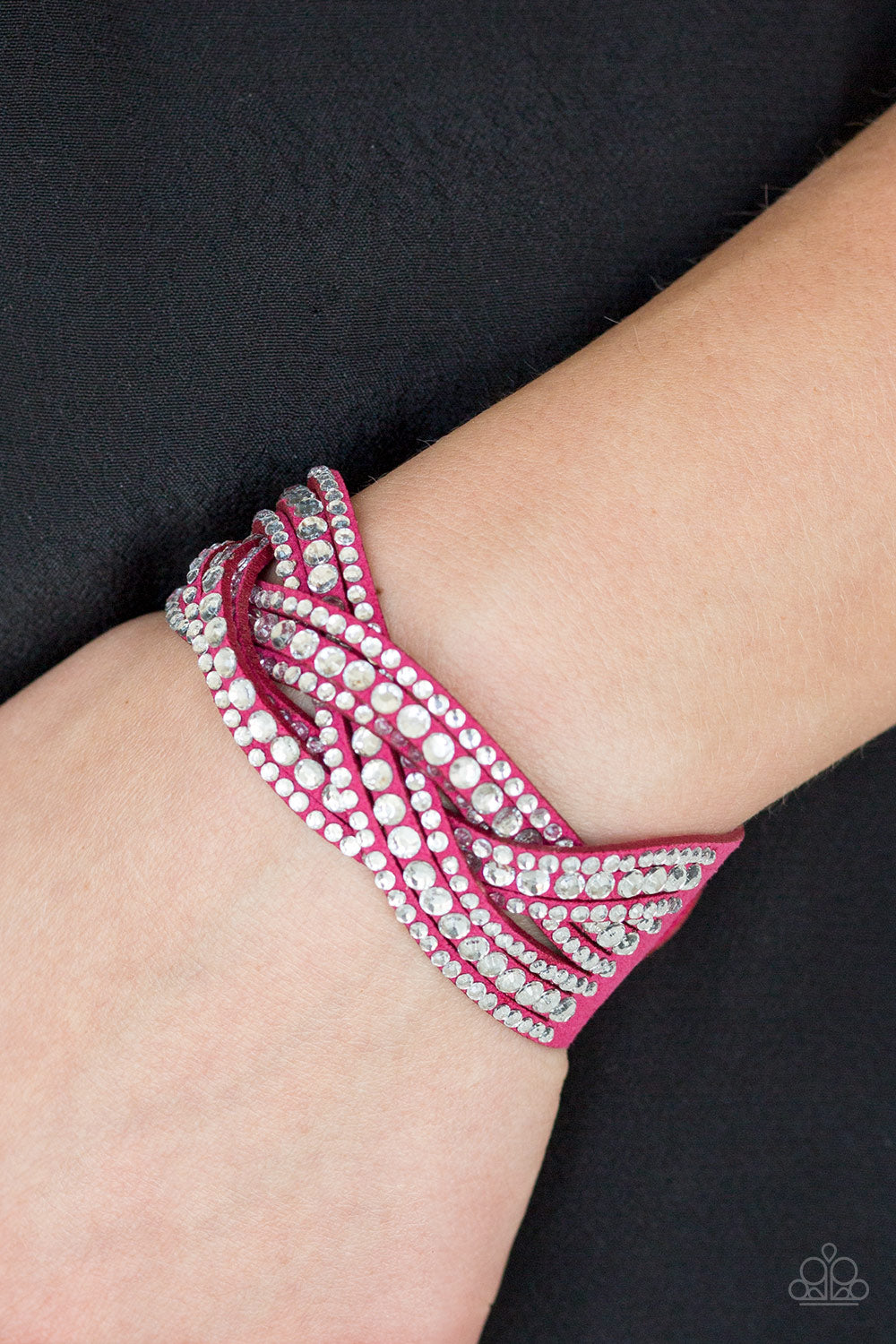 Bring On The Bling - Pink Suede Snap Wrap Bracelet - Paparazzi Accessories