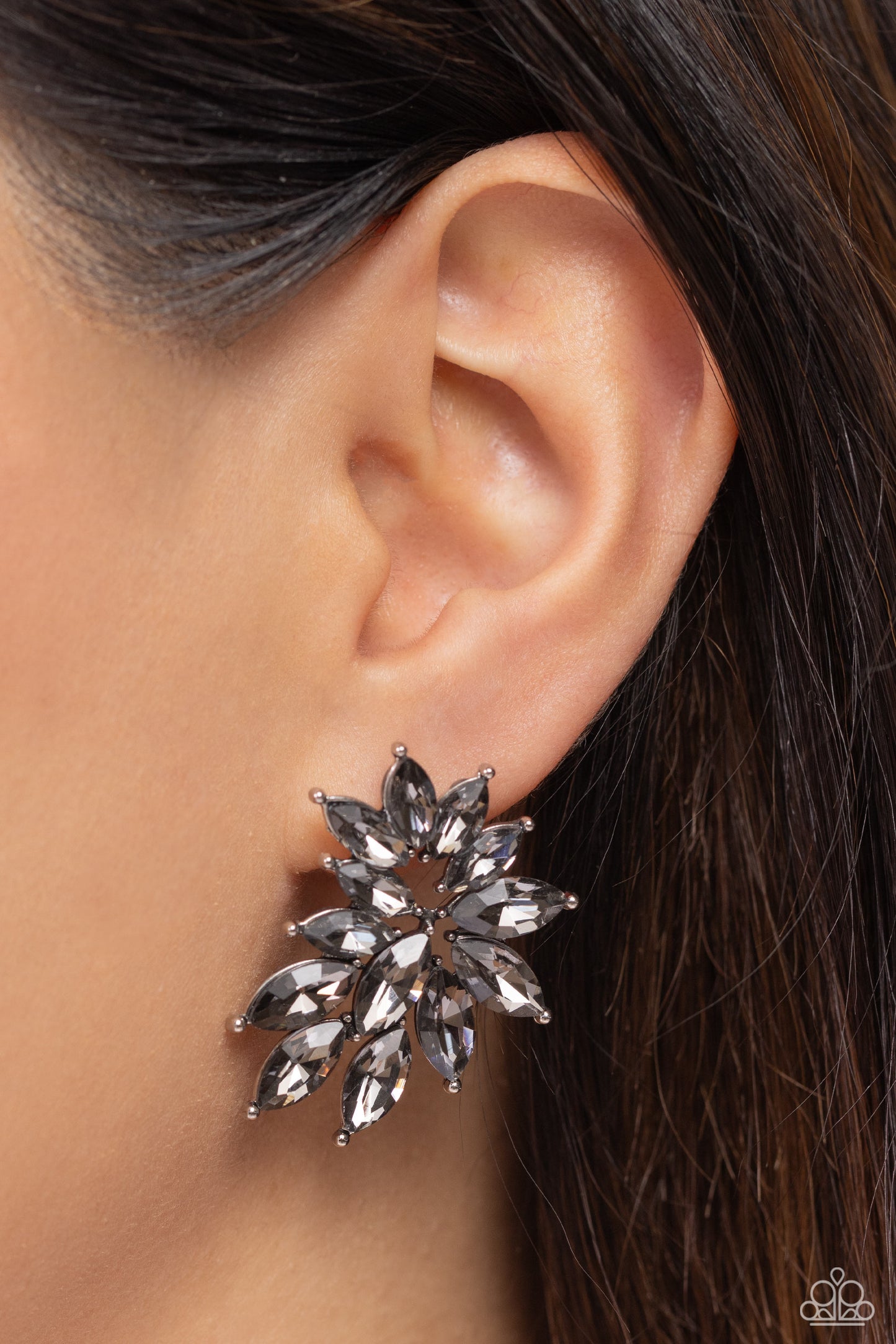 Fire Hazard - Silver Marquise Rhinestone Post Earrings - Paparazzi Accessories