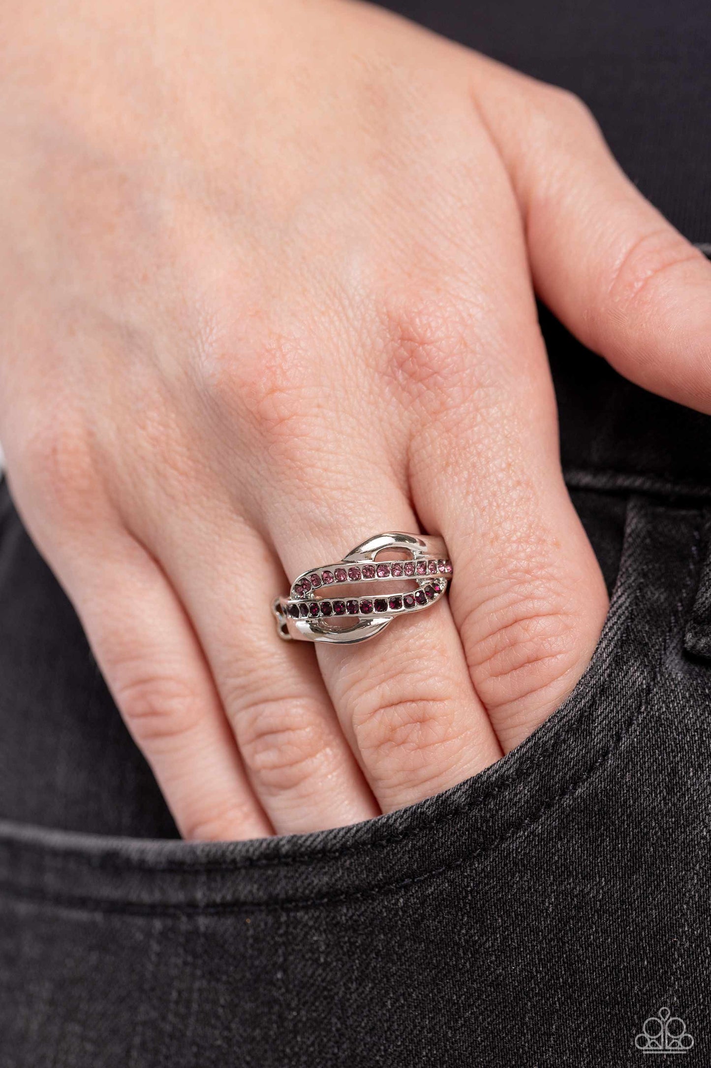 Daintily Dreamy - Purple Rhinestone Ring - Paparazzi Accessories