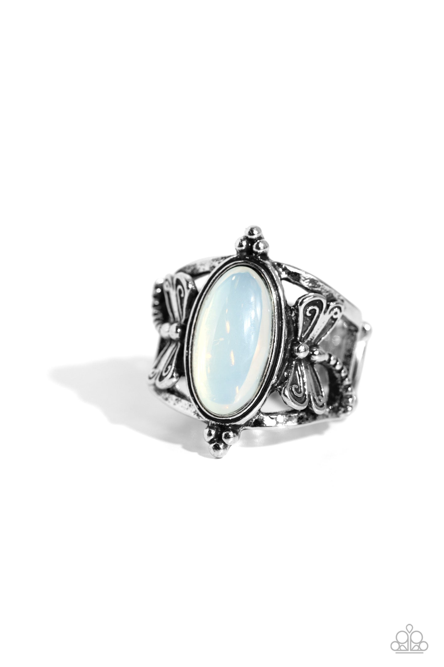 Dance of the Dragonflies - White Opalescent Ring - Paparazzi Accessories