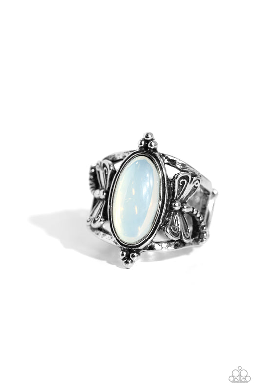 Dance of the Dragonflies - White Opalescent Ring - Paparazzi Accessories