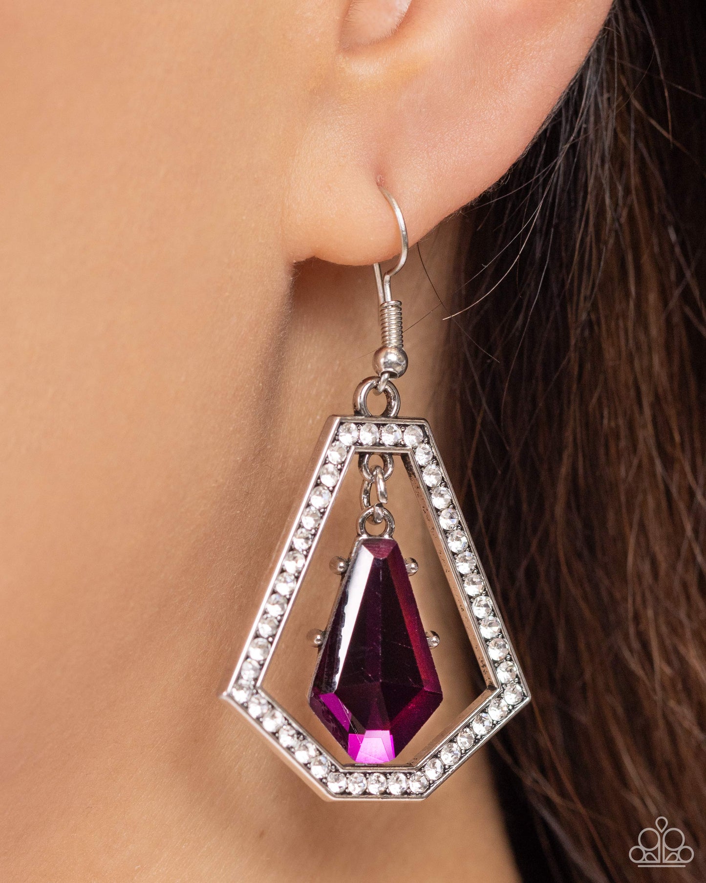 Poshly Photogenic - Purple Rhinestone Fishhook Earrings - Paparazzi Accessories