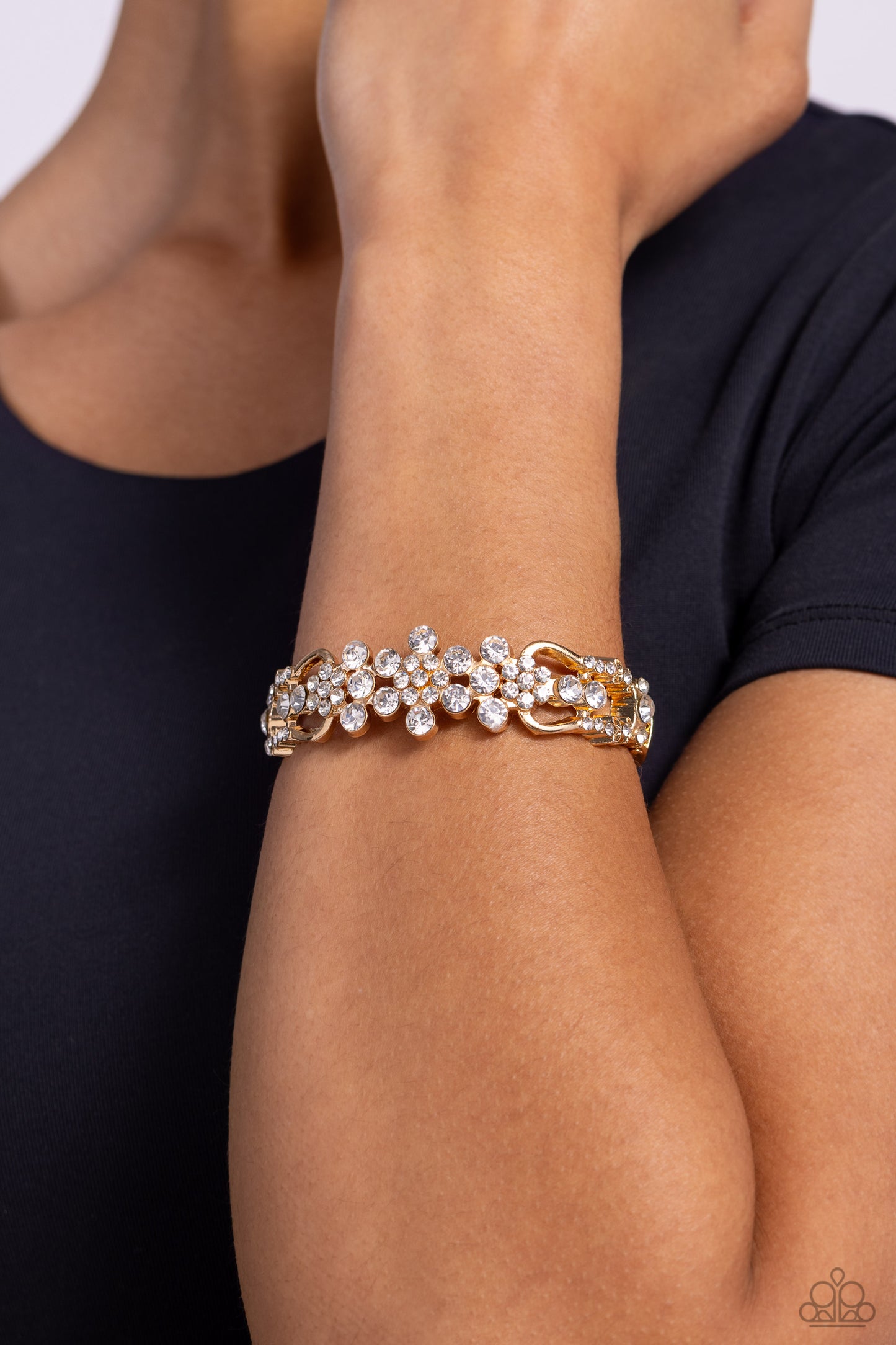 Cheers to the Future Mrs. - Gold Hinge Bracelet - Paparazzi Accessories