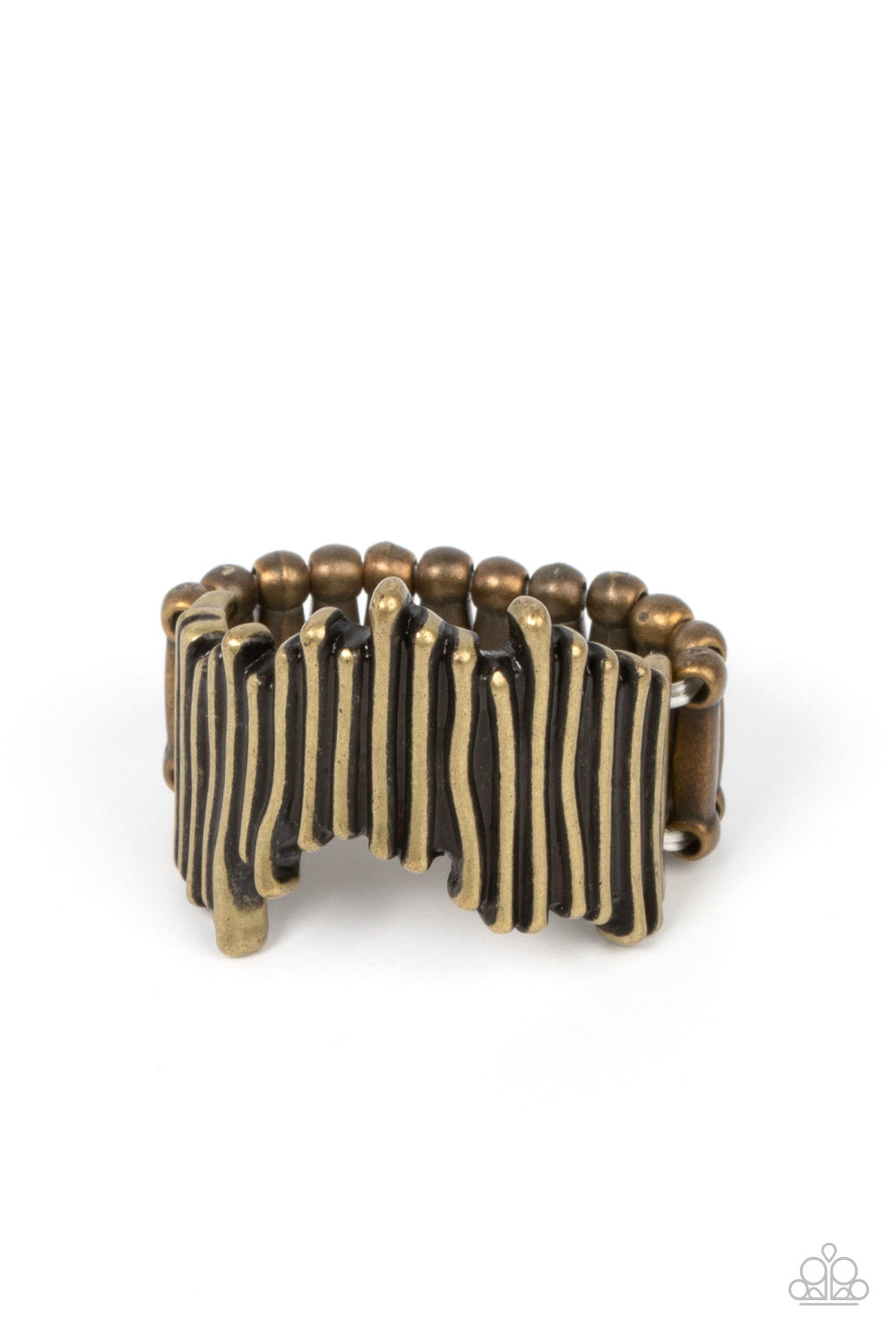 Along the Lines - Brass Wavy Bar Ring - Paparazzi Accessories