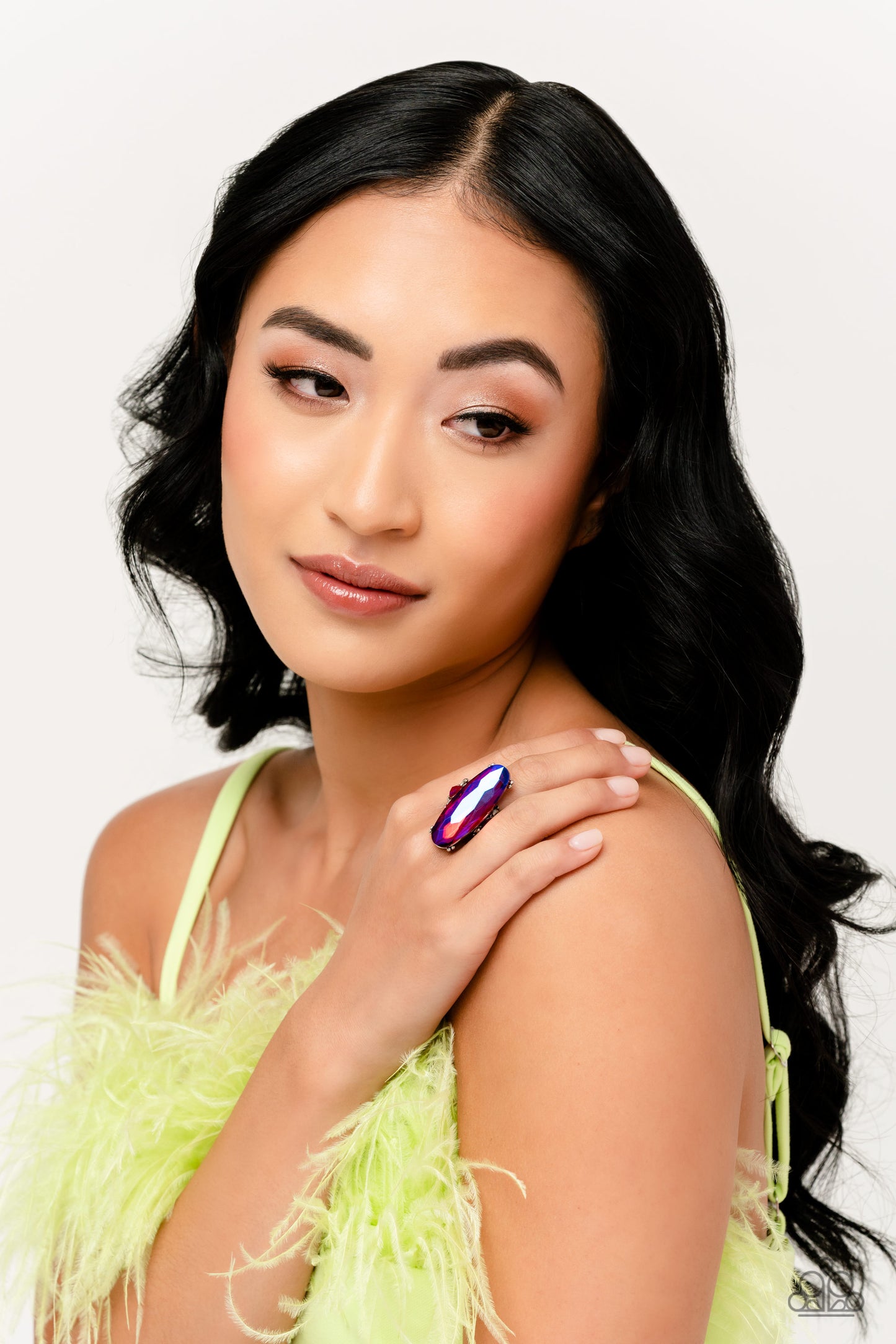 Interdimensional Dimension - Pink UV Shimmer Rhinestone Ring - Life of the Party Exclusive - Paparazzi Accessories