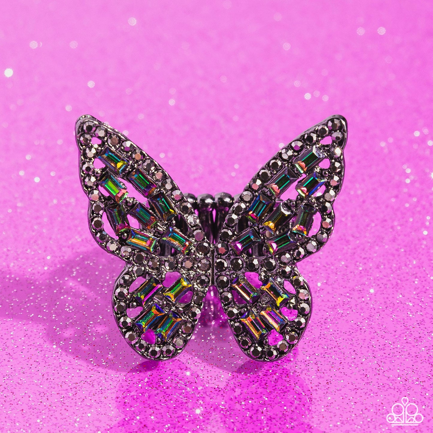 Flauntable Flutter - Multi Oil Spill Butterfly Ring - Paparazzi Accessories