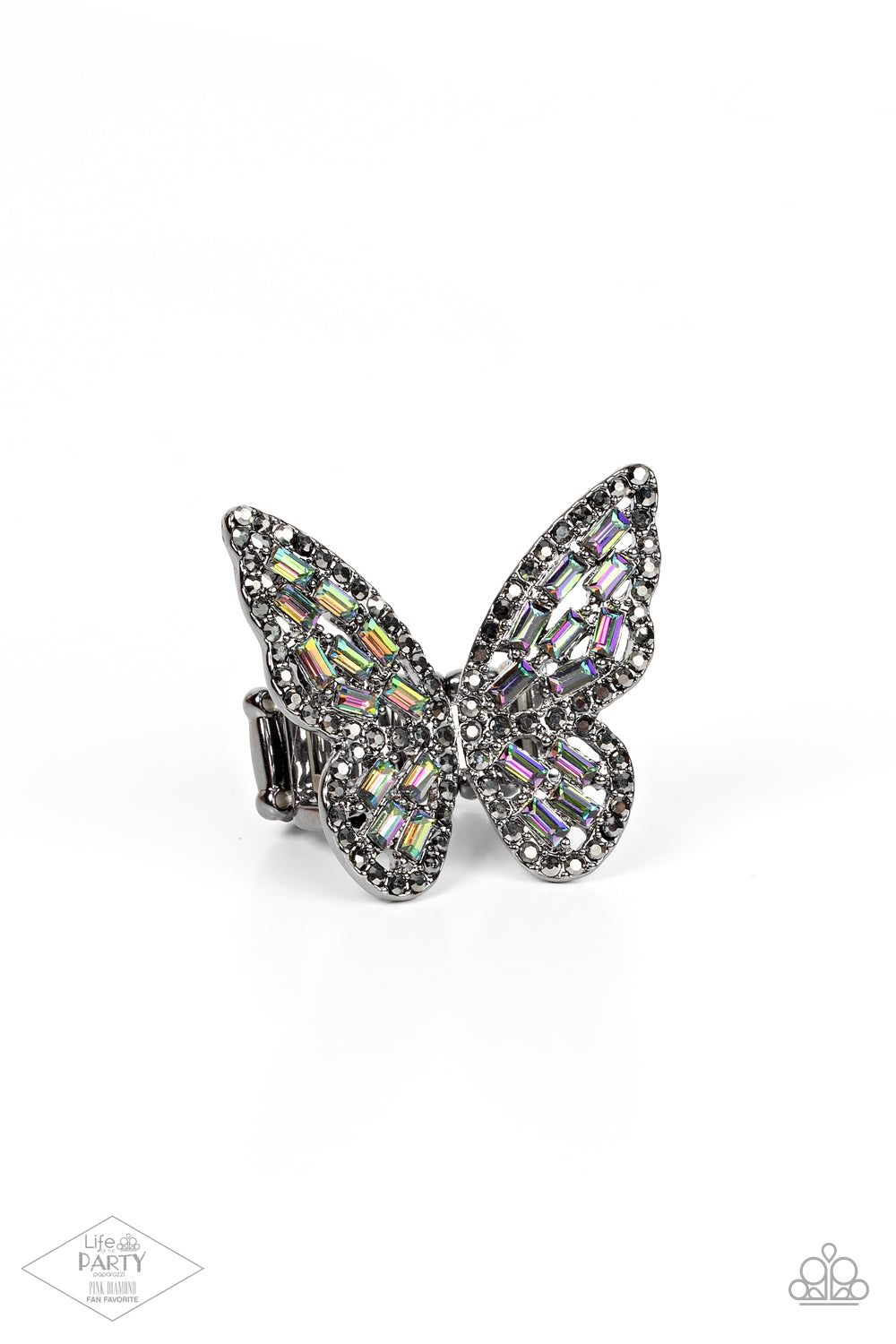 Flauntable Flutter - Multi Oil Spill Butterfly Ring - Paparazzi Accessories