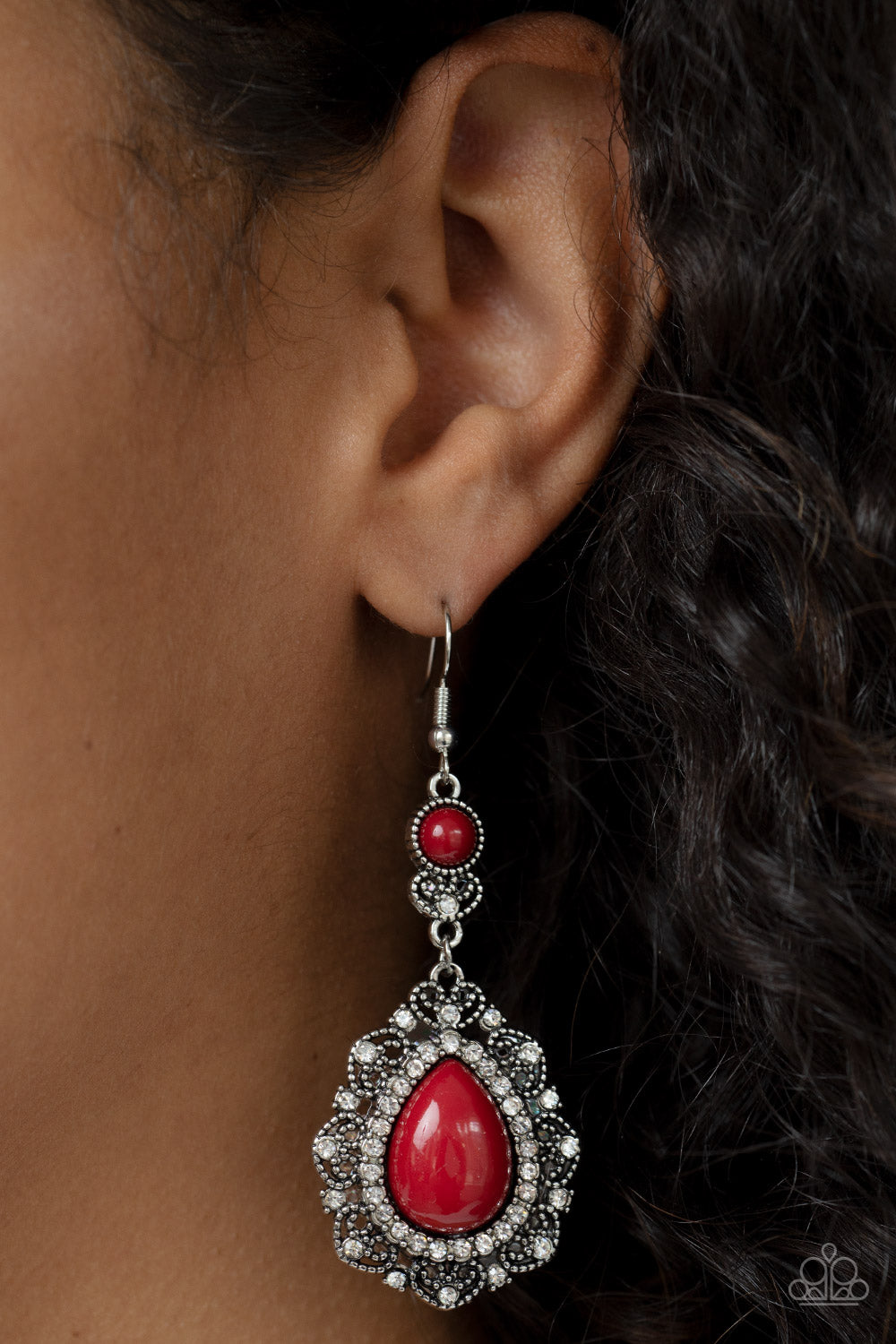 Palace Bribe - Red Bead Fishhook Earrings - Paparazzi Accessories