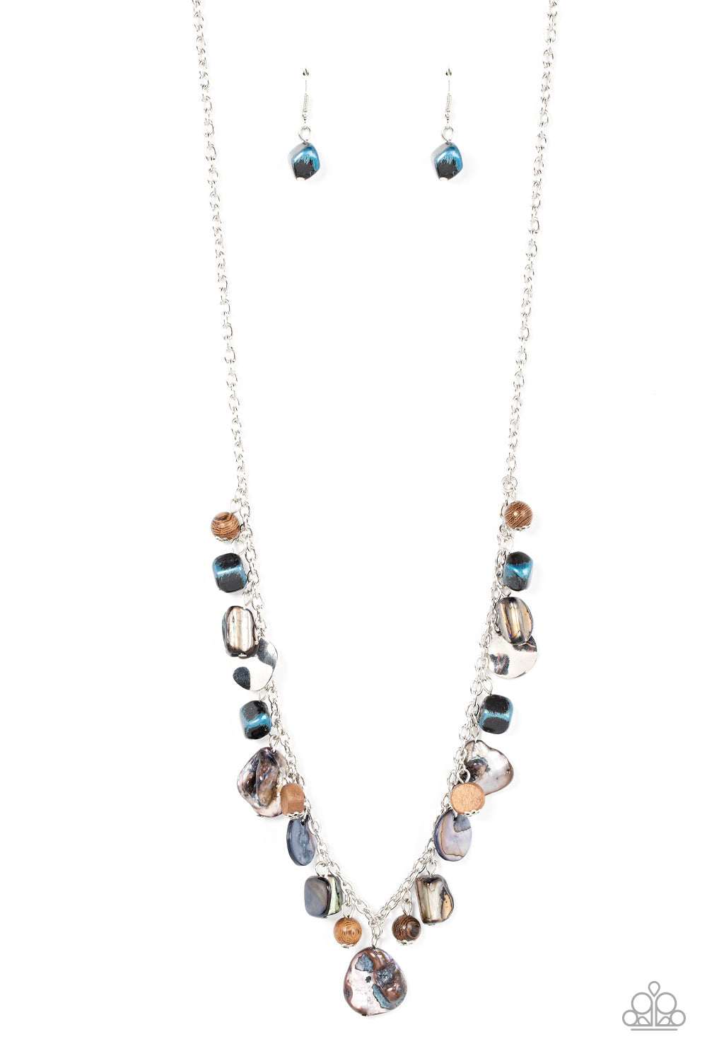 Caribbean Charisma - Blue Shell-like Rock Necklace - Paparazzi Accessories