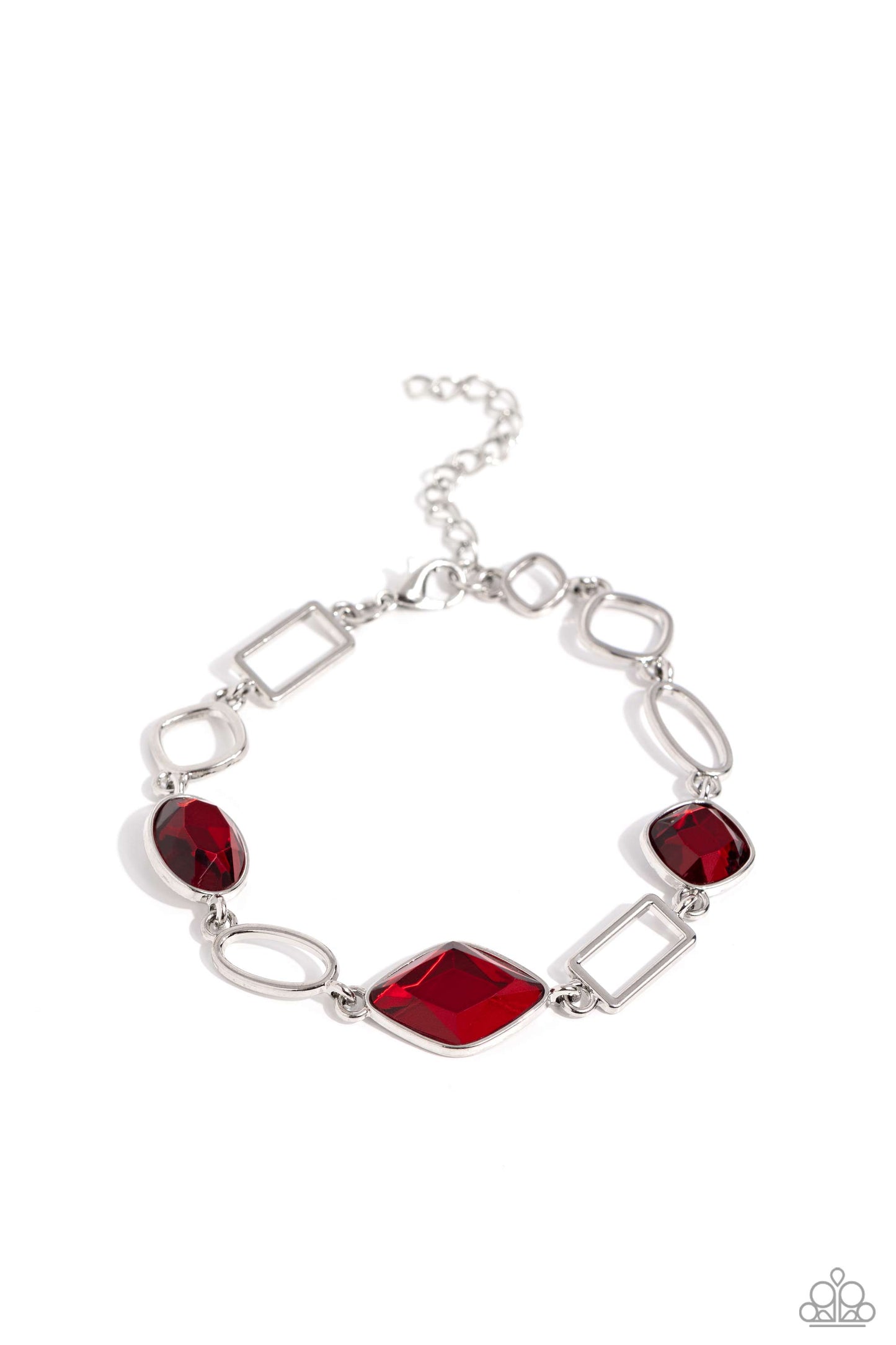 Dazzle for Days - Red Gem Silver Clasp Closure Bracelet - Paparazzi Accessories