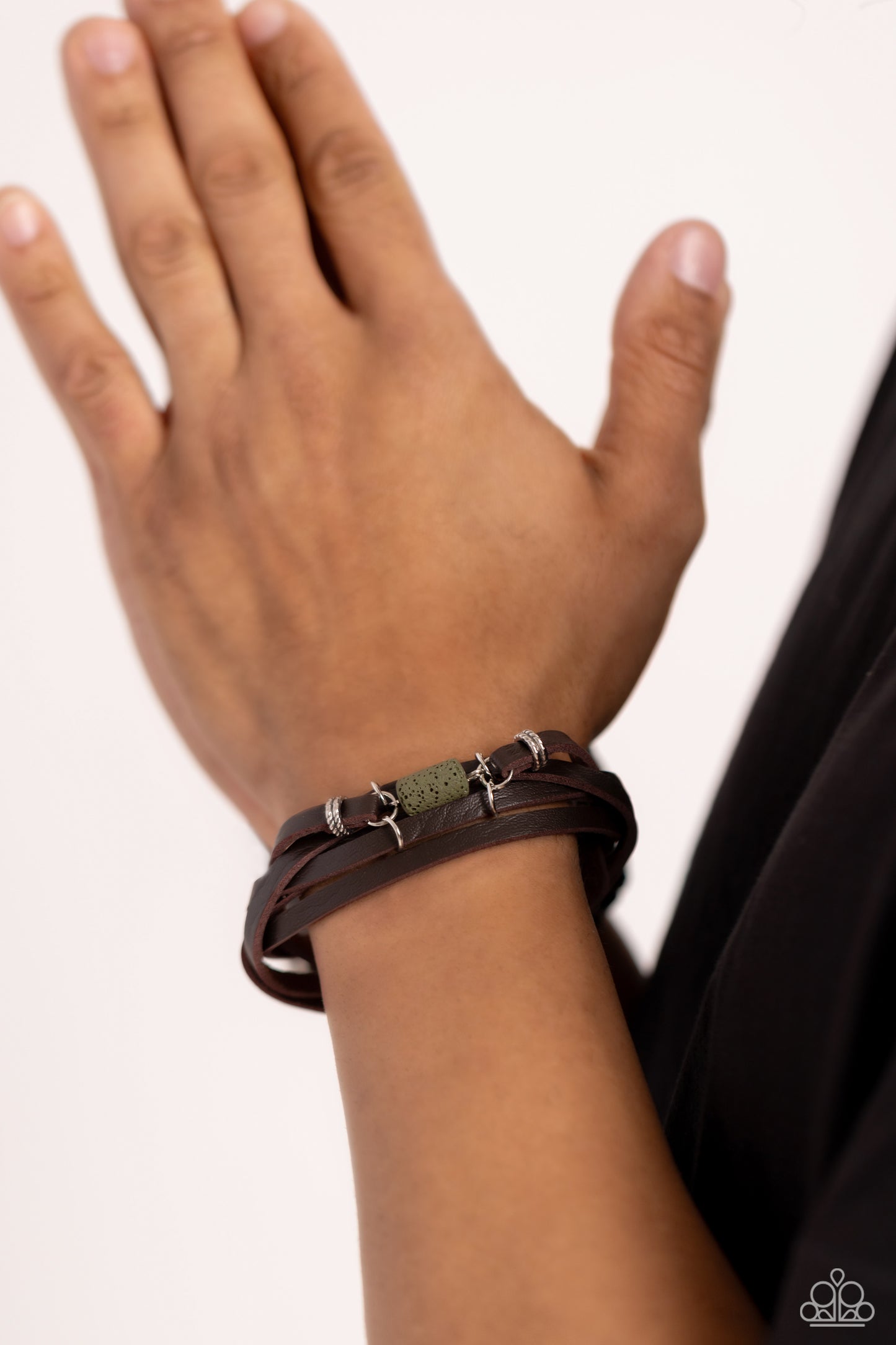 Metamorphic Monument - Green Urban Leather Snap Wrap Bracelet - Paparazzi Accessories