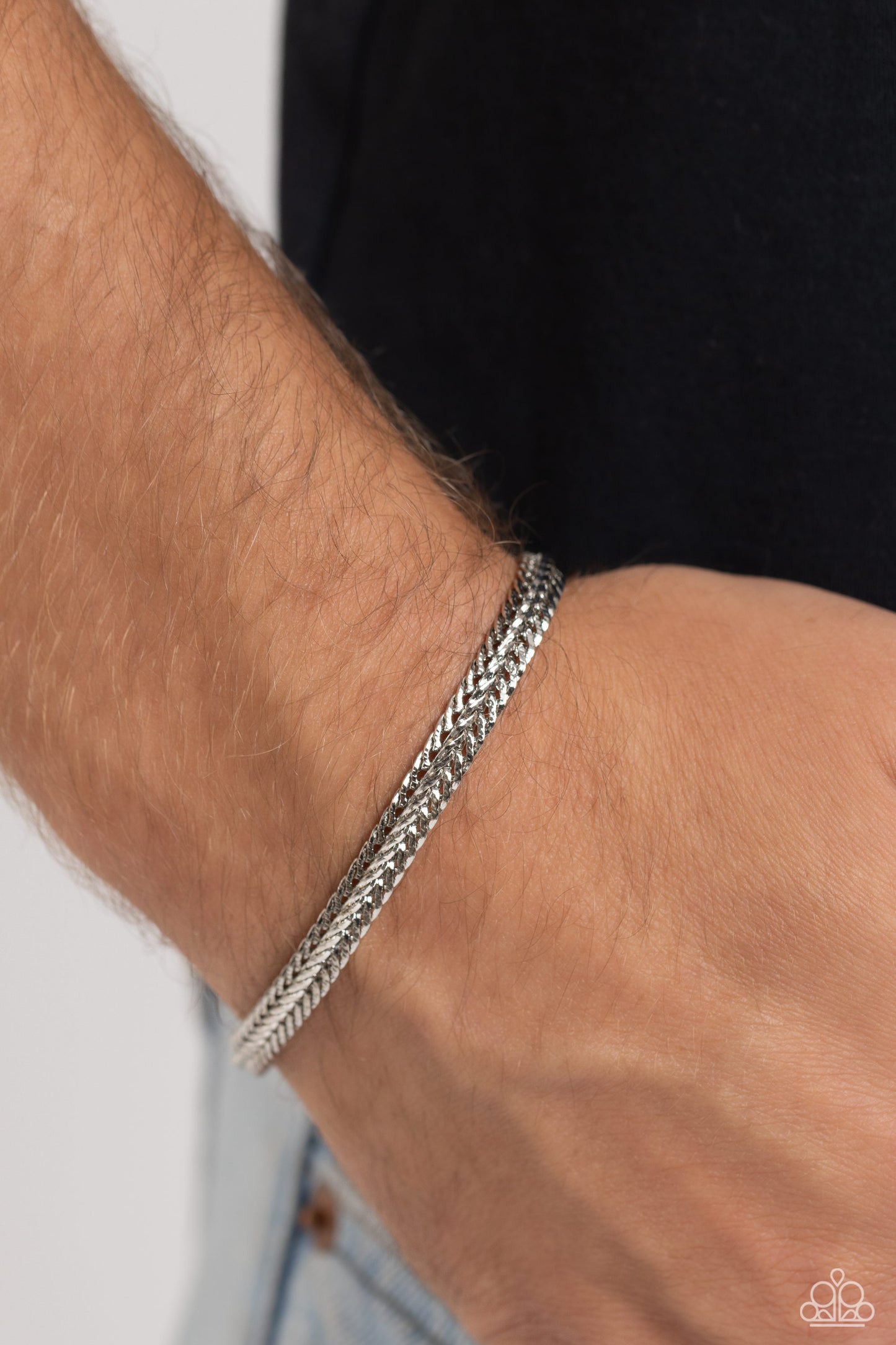 Cable Train - Silver Magnetic Urban Bracelet - Paparazzi Accessories