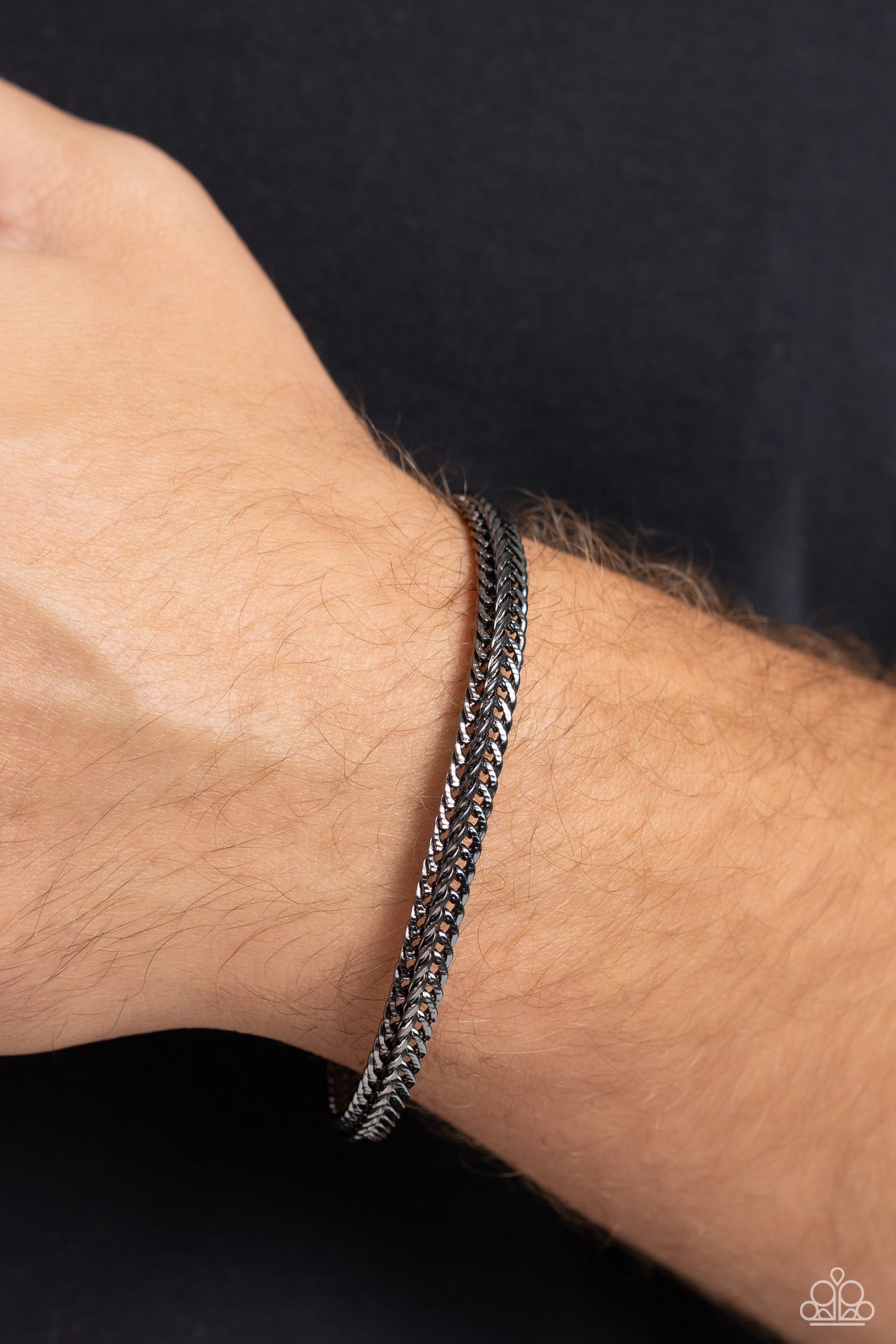 Cable Train - Black Men's Bracelet - Paparazzi Accessories