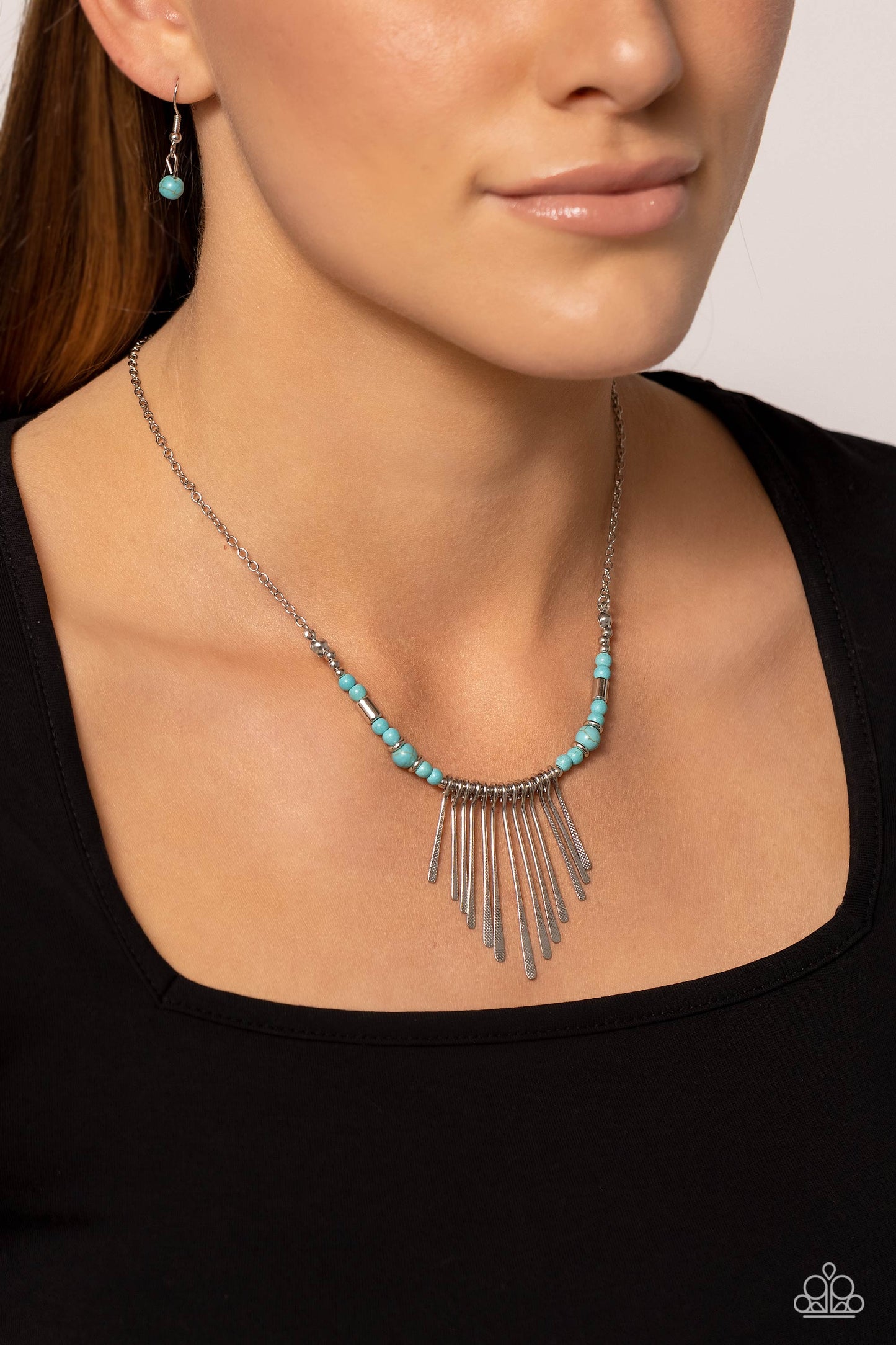 CLAWS of Nature - Blue Crackle Stone Necklace - Paparazzi Accessories