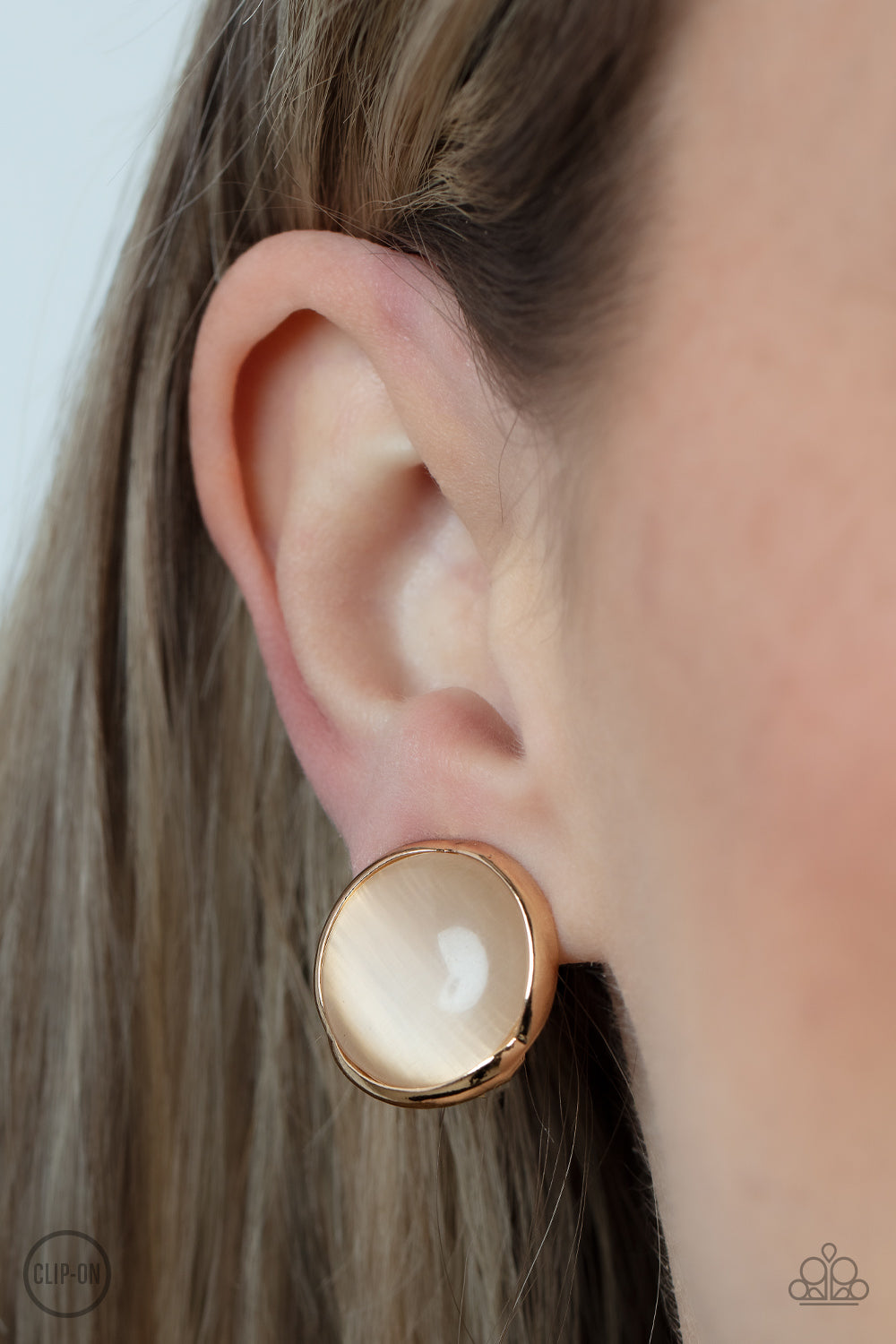 Cool Pools - Gold Clip on Earrings - Paparazzi Accessories
