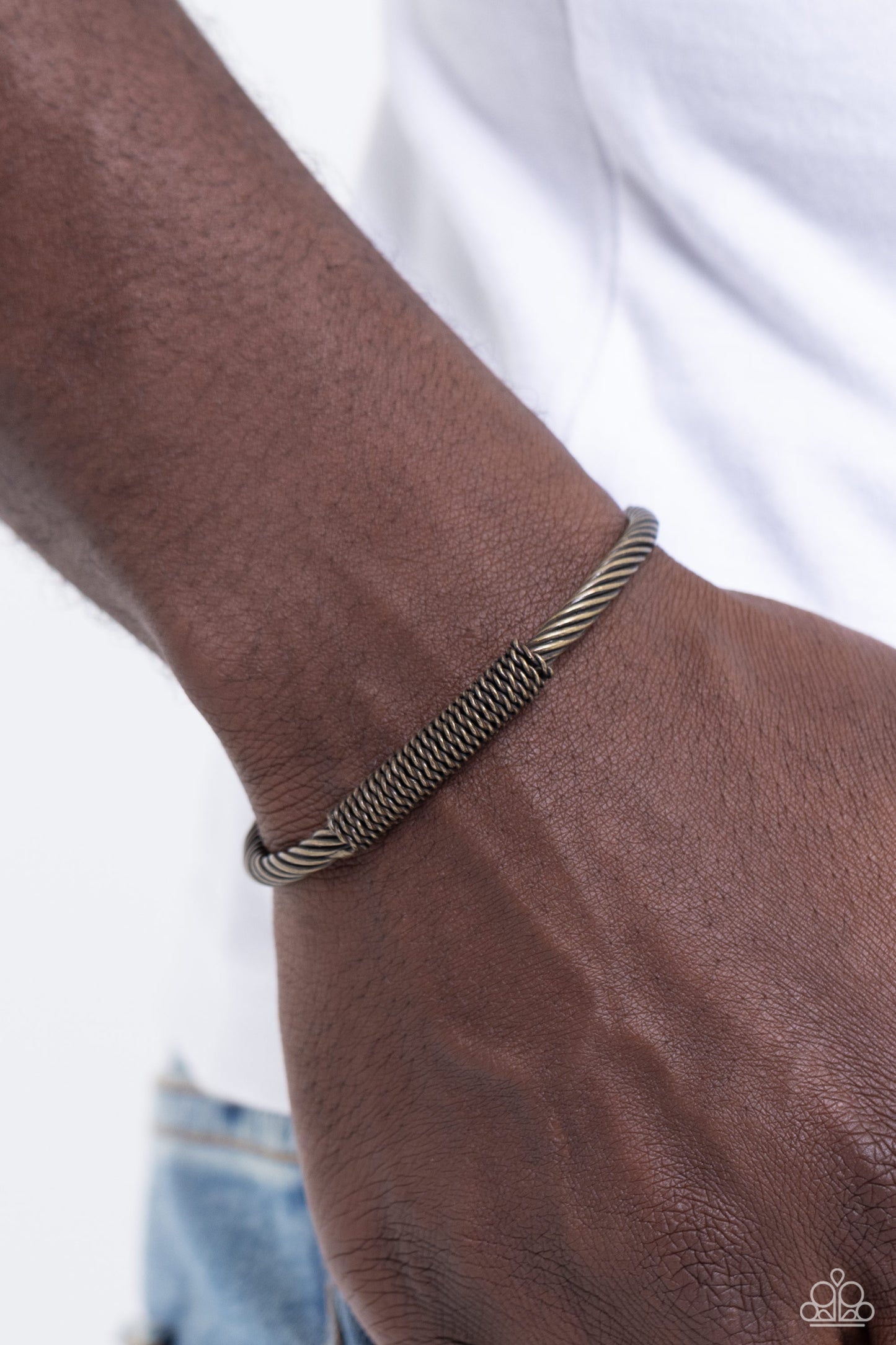 CABLE-Minded - Brass Cuff Bracelet - Paparazzi Accessories