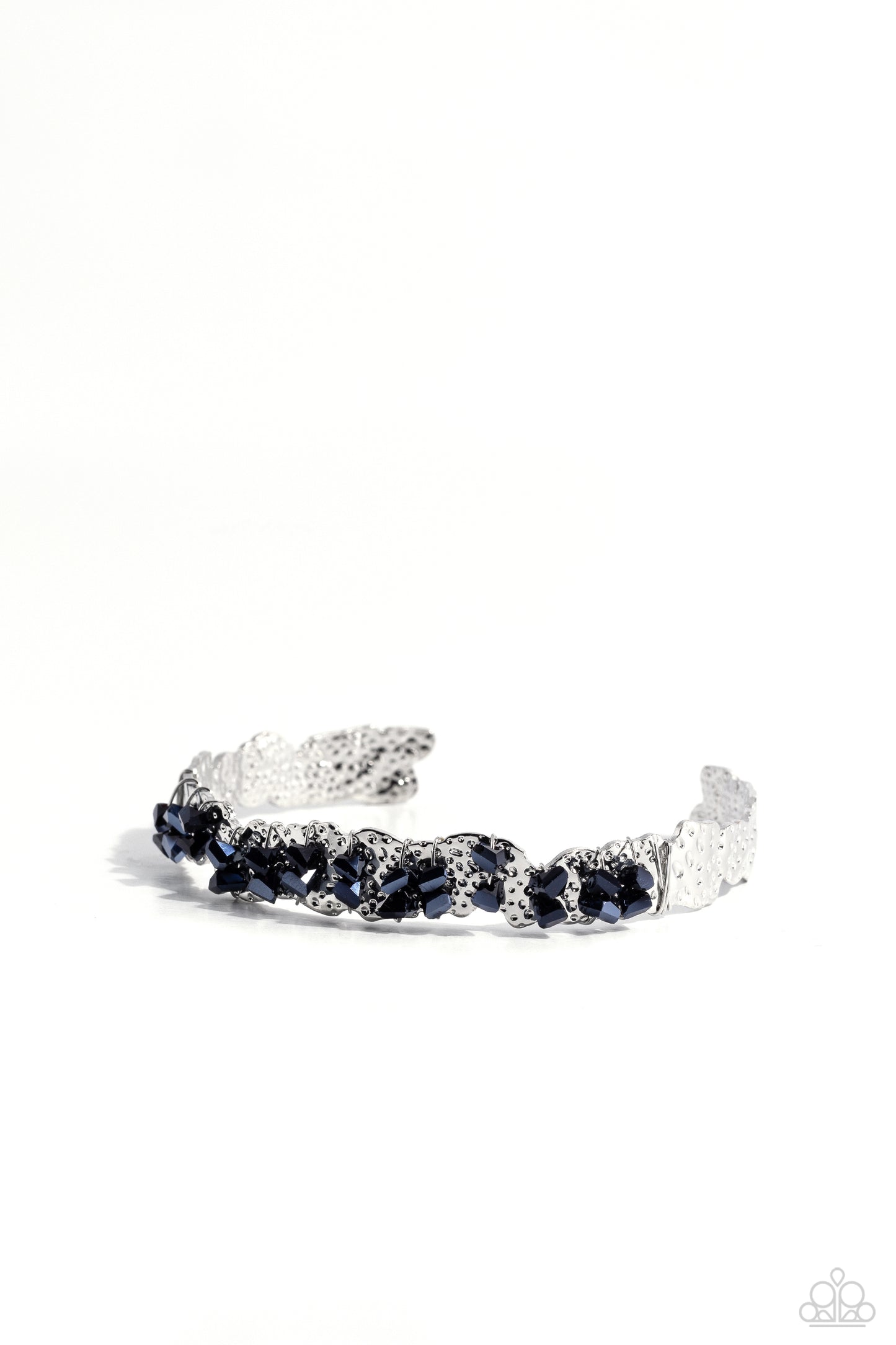 Enticingly Icy - Blue Crystal Wire Wrapped Cuff Bracelet - Paparazzi Accessories