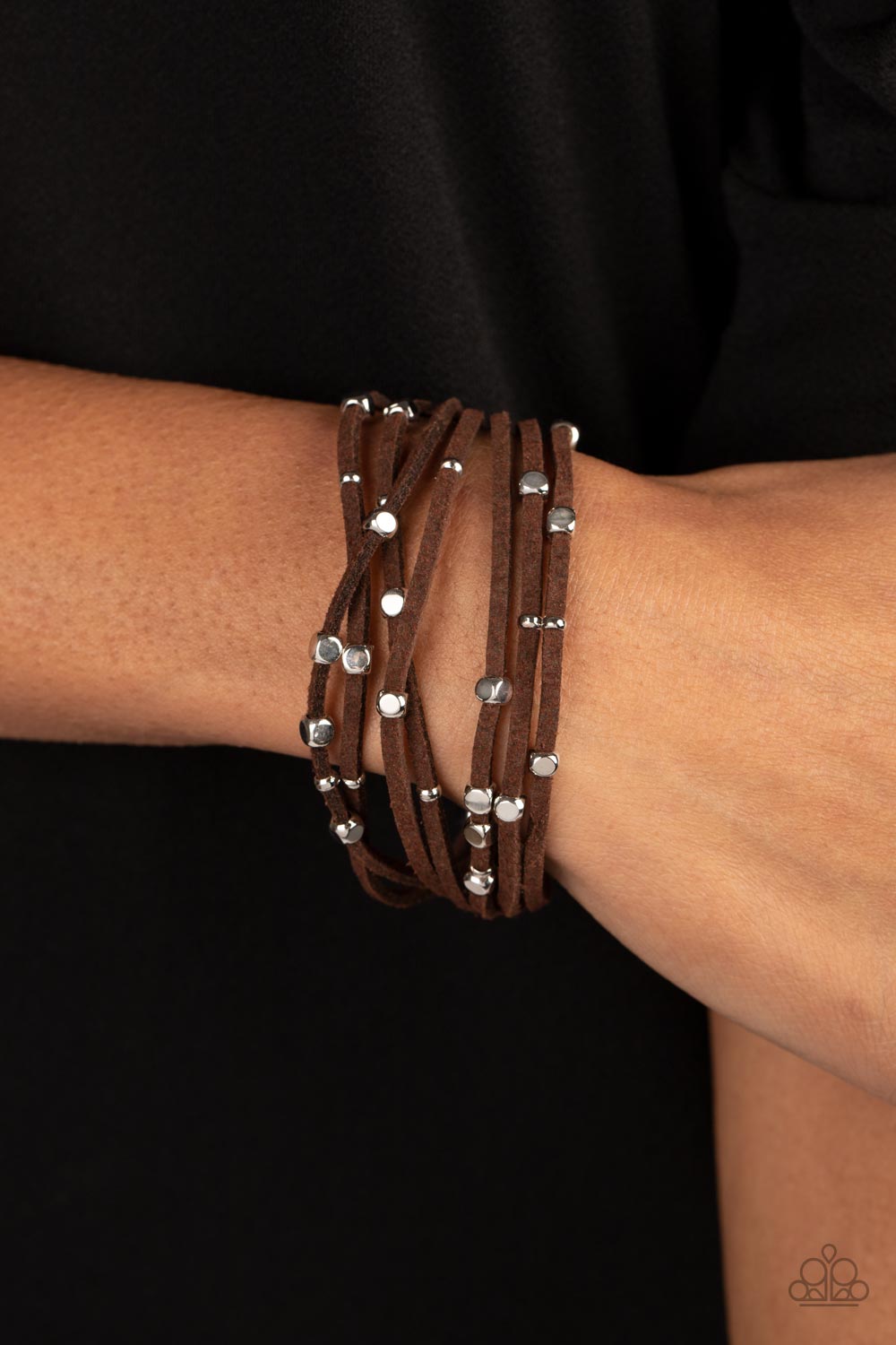 Clustered Constellations - Brown Suede Magnetic Bracelet - Paparazzi Accessories