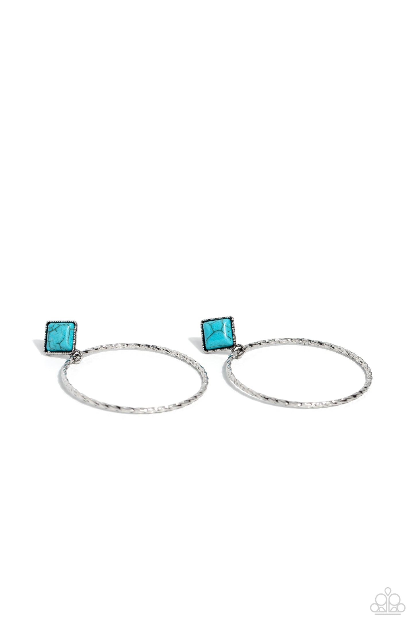 Canyon Circlet - Blue Crackle Stone Silver Post Earrings - Paparazzi Accessories