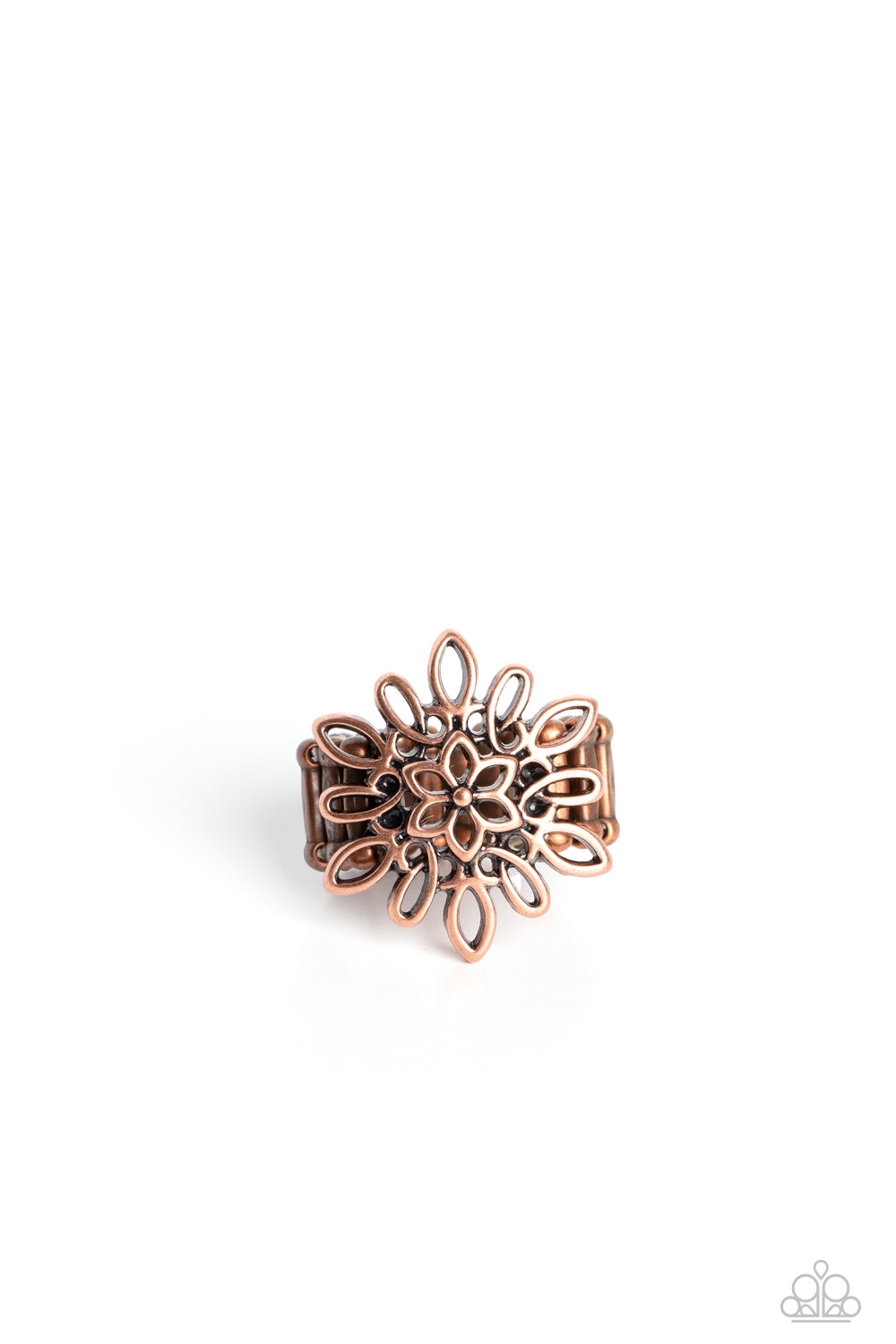 Coastal Chic - Copper Floral Design Ring - Paparazzi Accessories