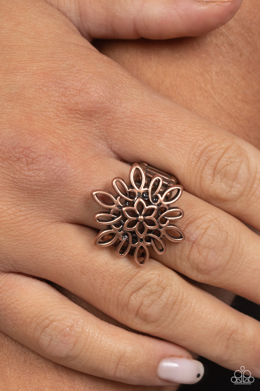 Coastal Chic - Copper Floral Design Ring - Paparazzi Accessories
