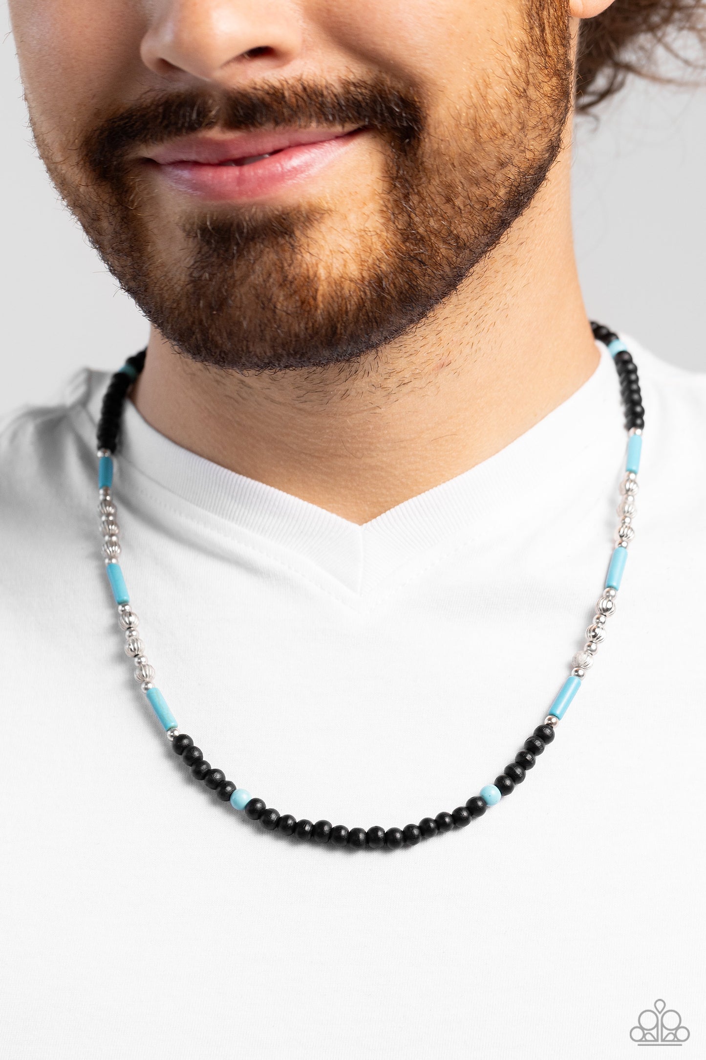 Volcanic Valiance - Blue Crackle Stone Urban Necklace - Paparazzi Accessories