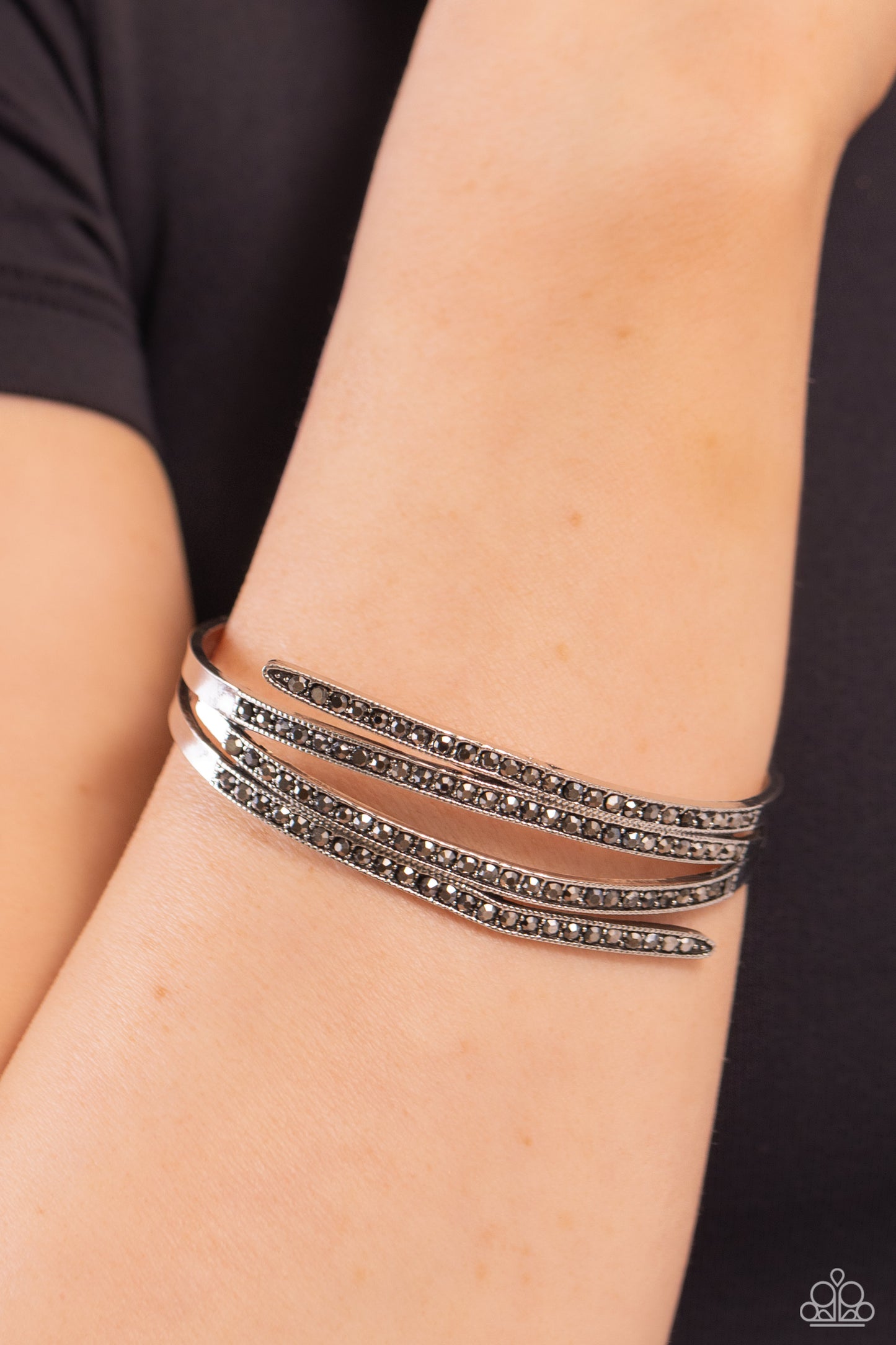 CURVED Lines - Silver Cuff Bracelet - Paparazzi Accessories