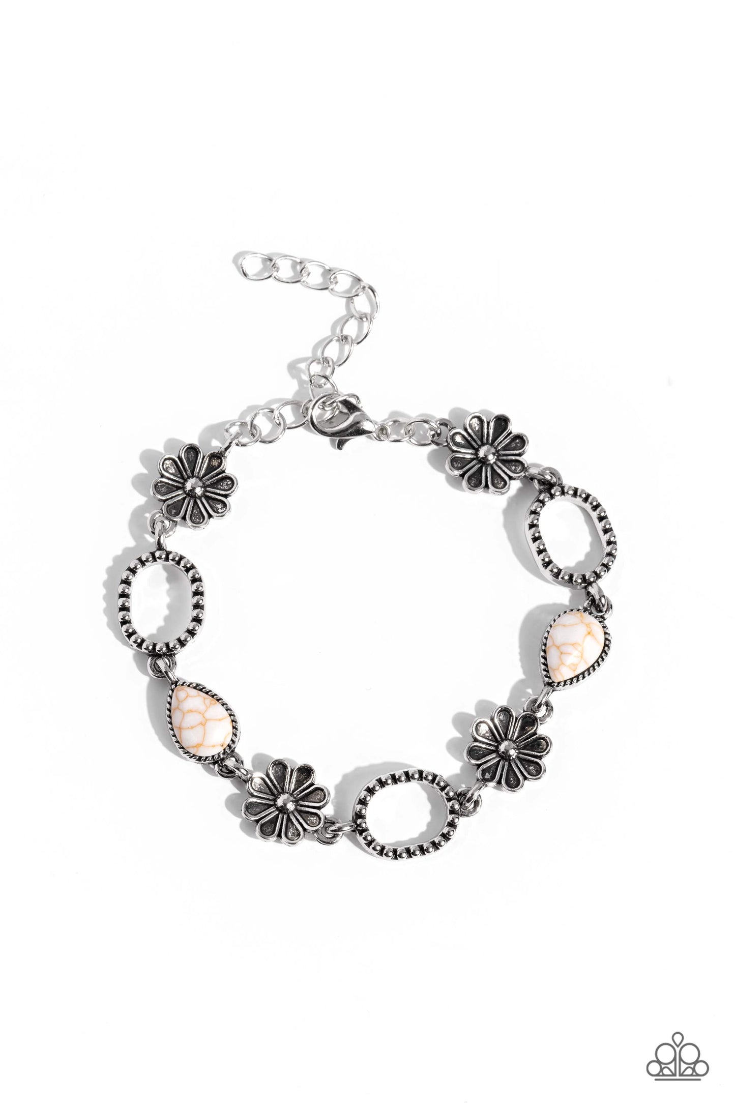 Casablanca Craze - White Crackle Stone Bracelet - Paparazzi Accessories