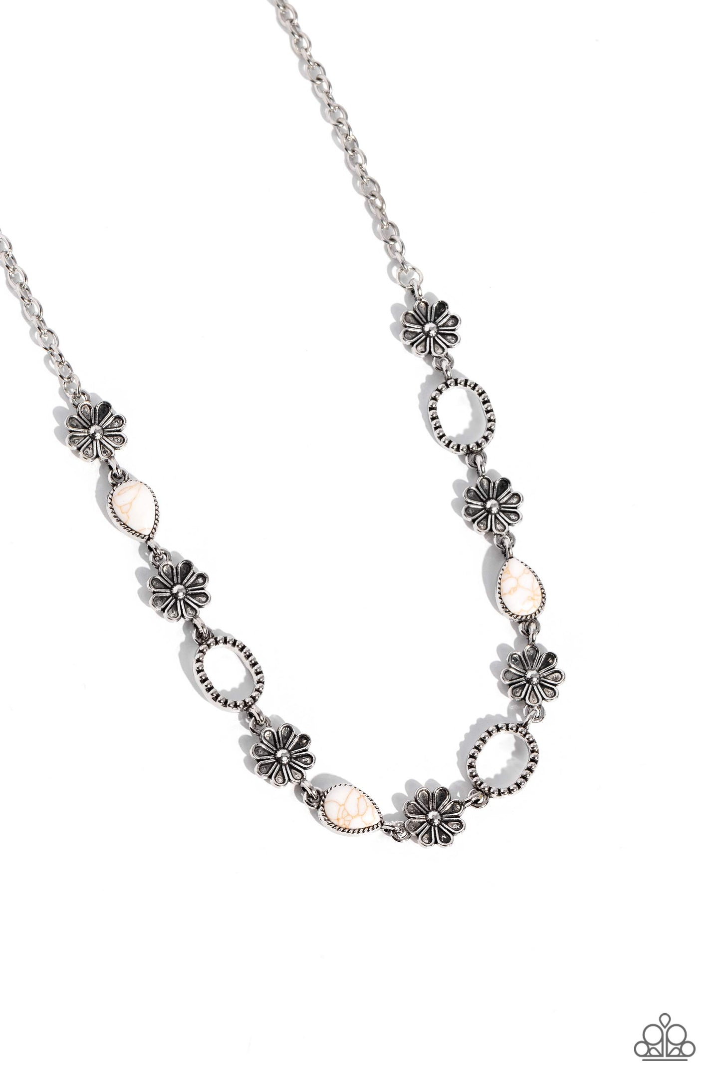 Casablanca Chic - White Crackle Stone Necklace - Paparazzi Accessories