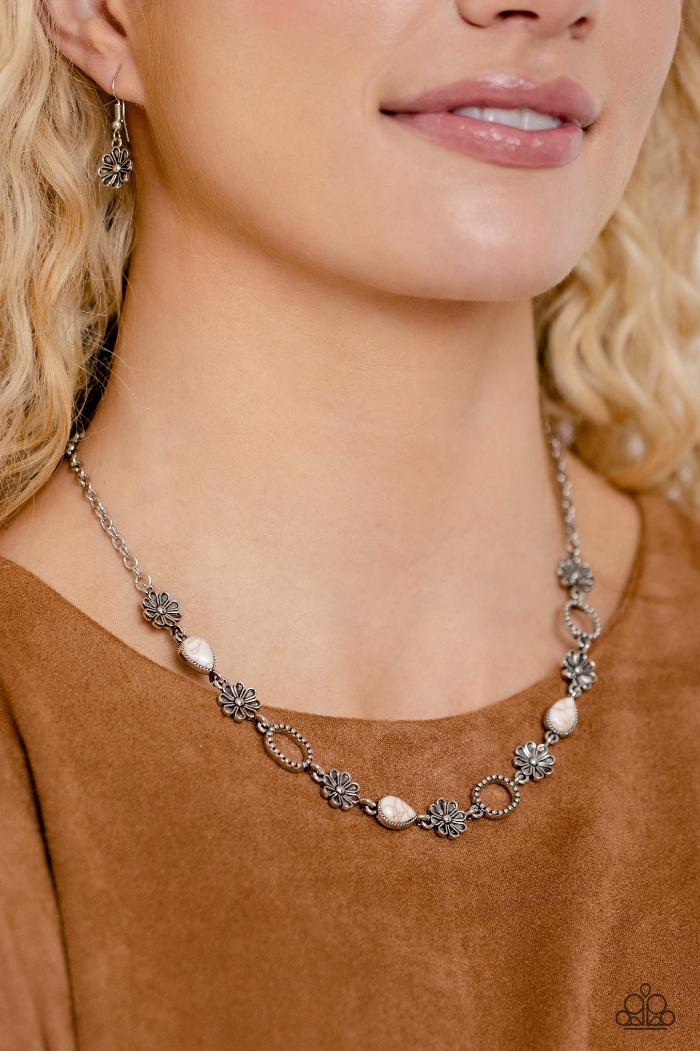 Casablanca Chic - White Crackle Stone Necklace - Paparazzi Accessories