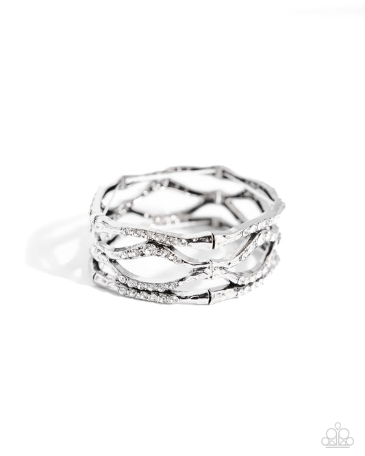 Cross Country - White Stretchy Bracelet - Paparazzi Accessories