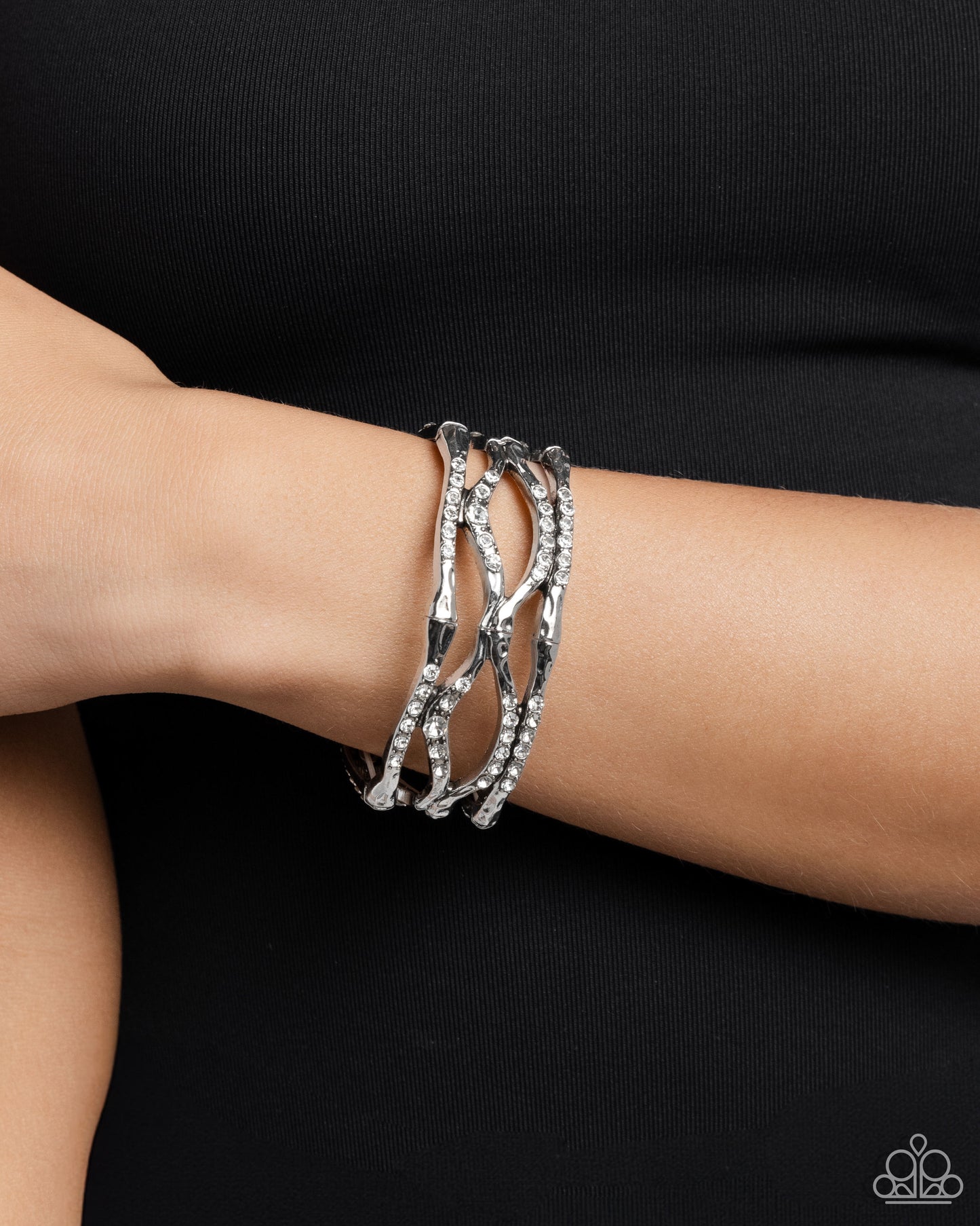 Cross Country - White Stretchy Bracelet - Paparazzi Accessories