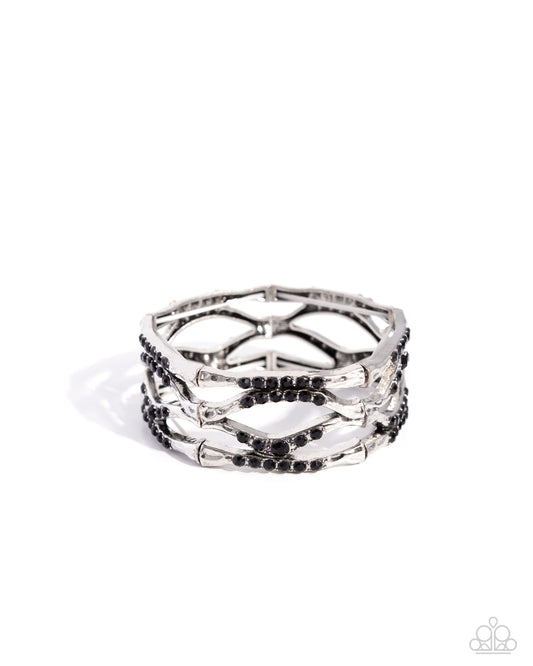 Cross Country - Black Stretchy Bracelet - Paparazzi Accessories