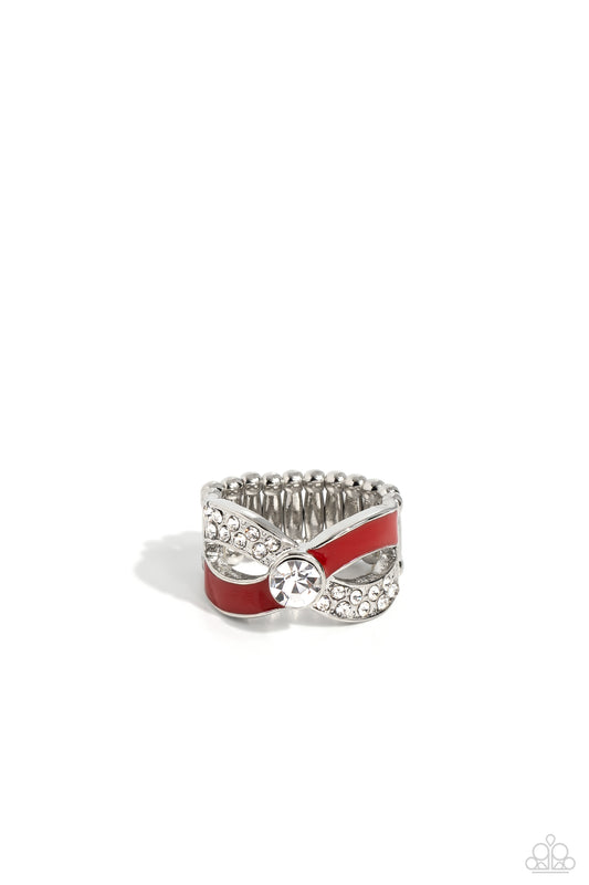 CROSSED and Found - Red Enamel Infinity Symbol Ring - Paparazzi Accessories
