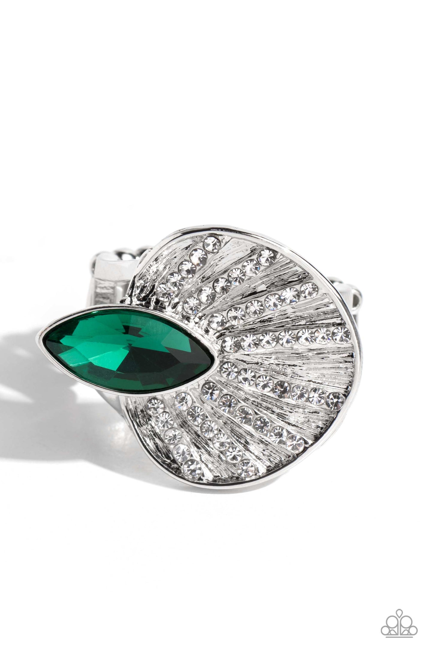 Fan Dance Dazzle - Green Marquise Rhinestone Ring - Paparazzi Accessories