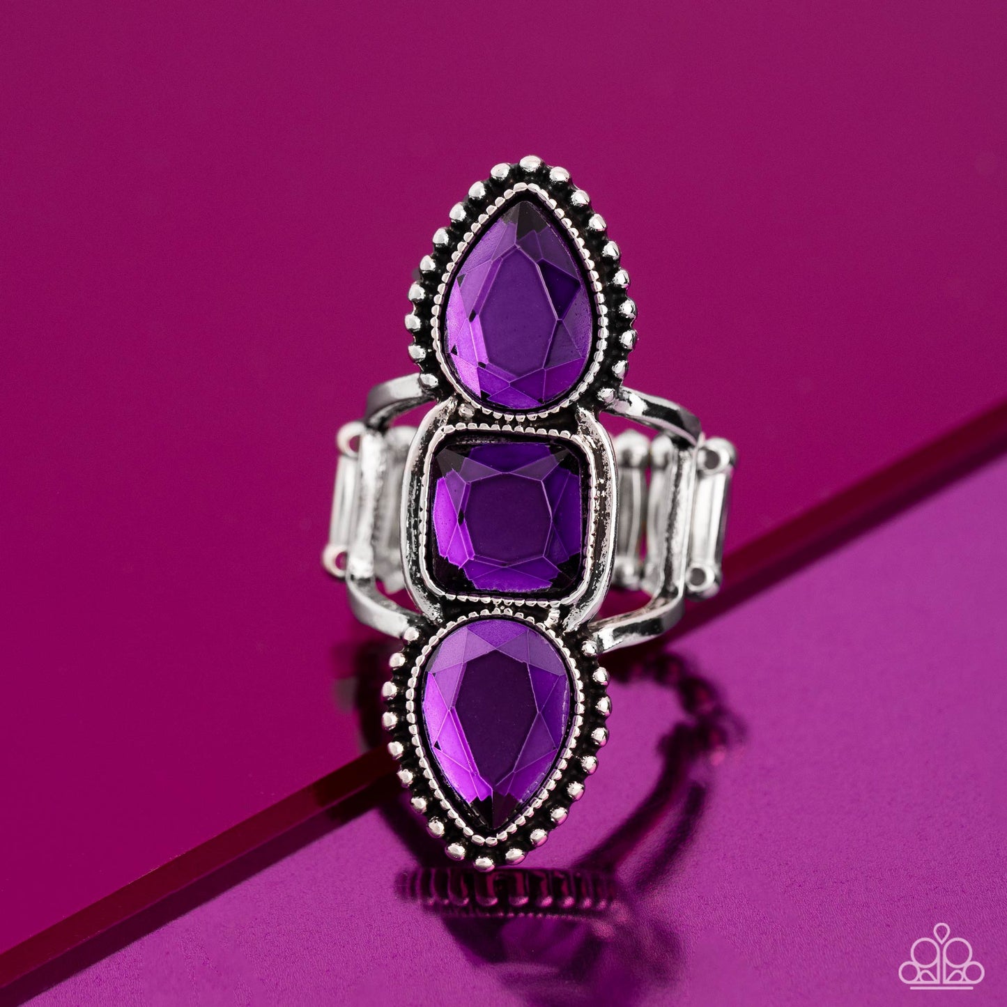Dazzling Direction - Purple Stacked Rhinestone Ring - Paparazzi Accessories