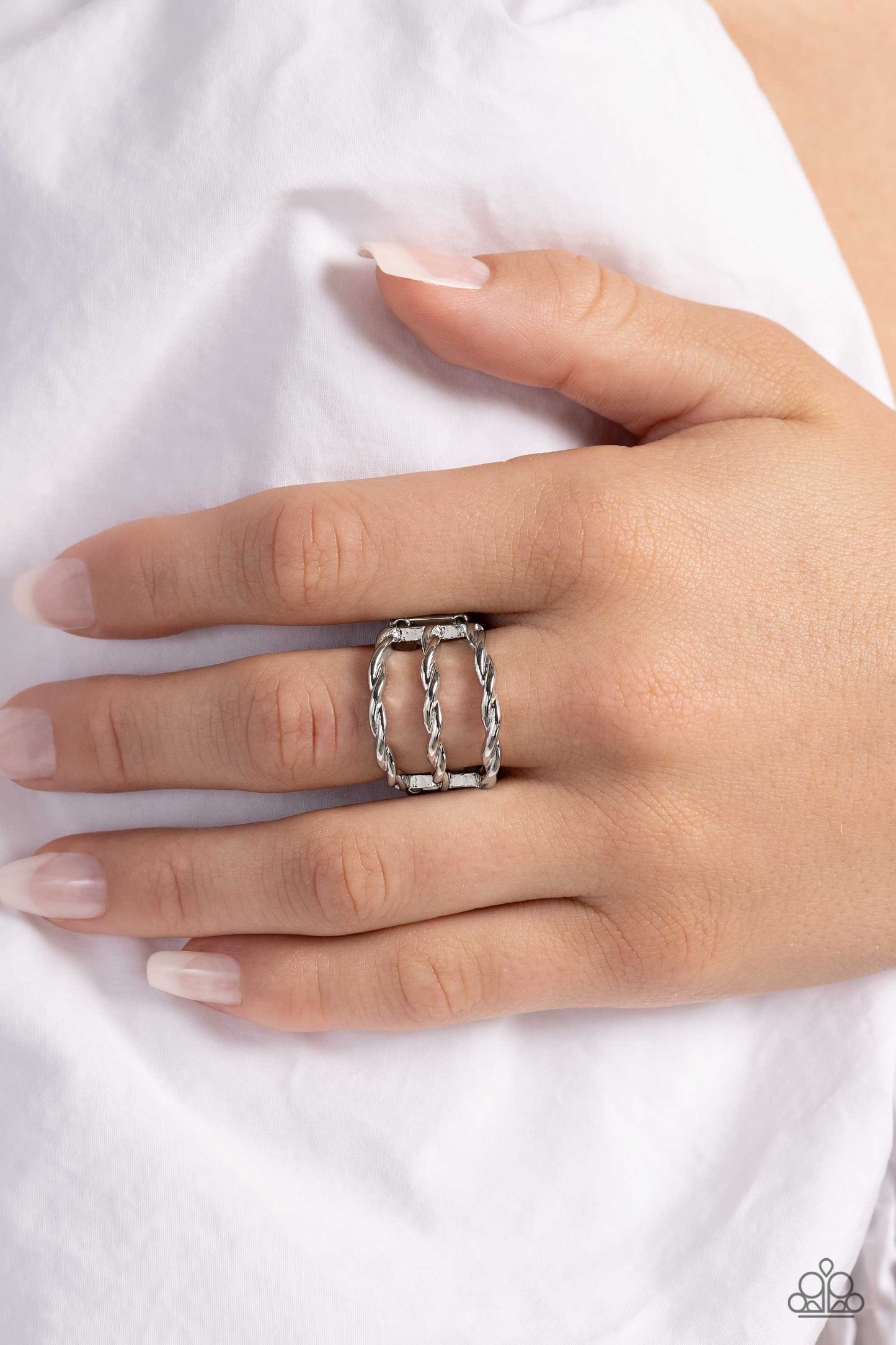Corded Command - Silver Stacked Ring - Paparazzi Accessories