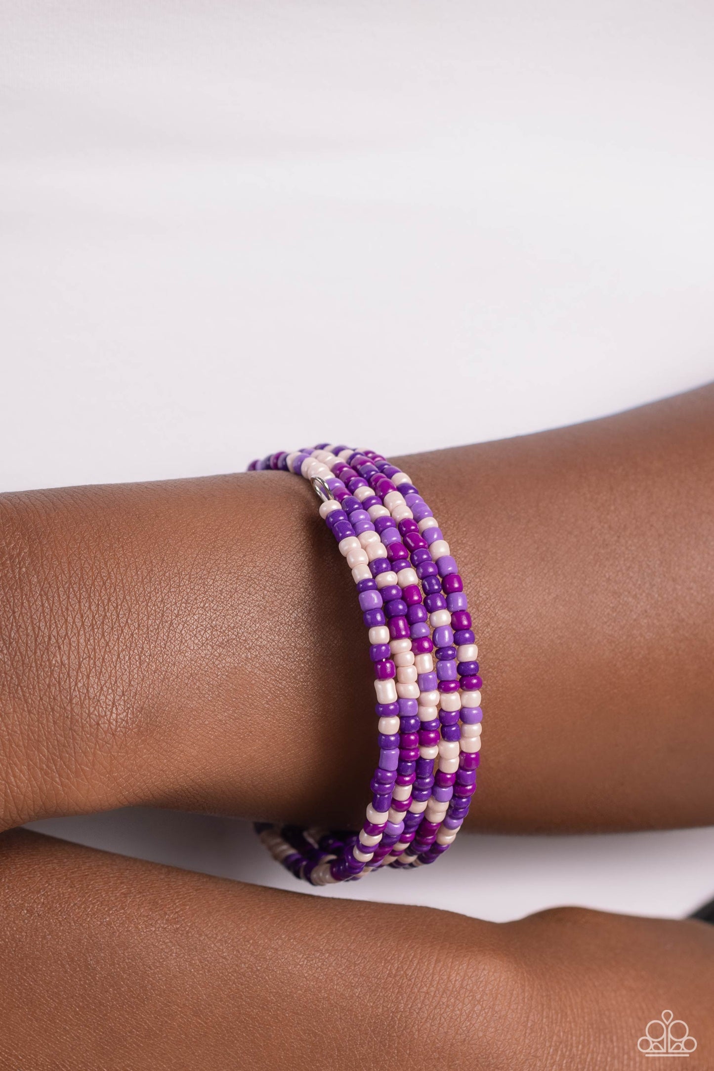 Coiled Candy - Purple Seed Bead Coil Bracelet - Paparazzi Accessories