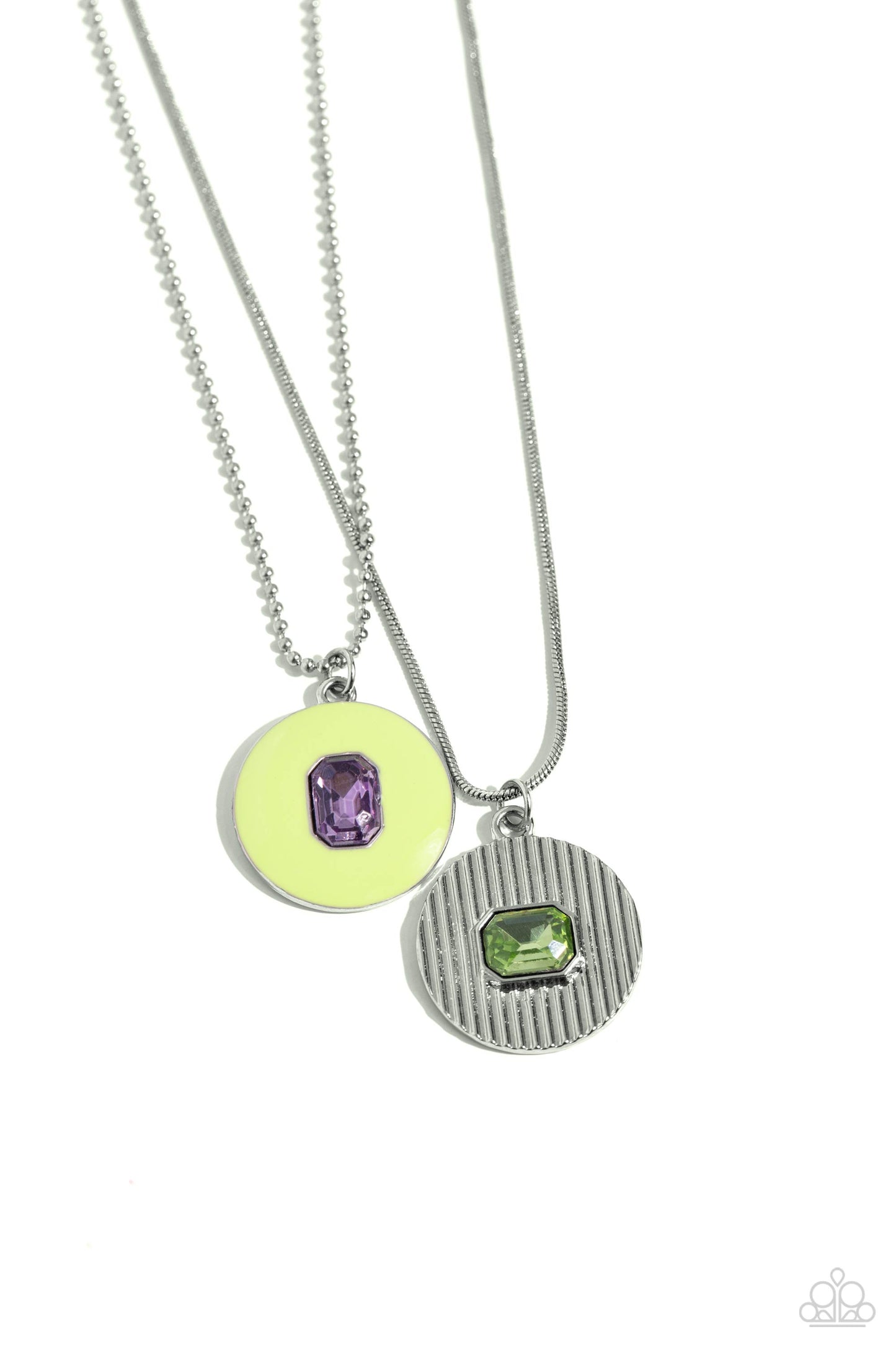 Cryptic Couture - Green Enamel Pendant Layered Necklace - Paparazzi Accessories