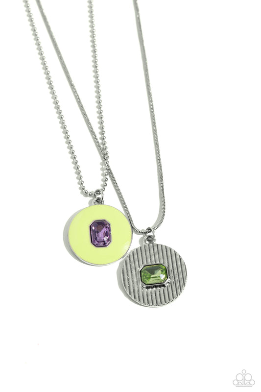 Cryptic Couture - Green Enamel Pendant Layered Necklace - Paparazzi Accessories