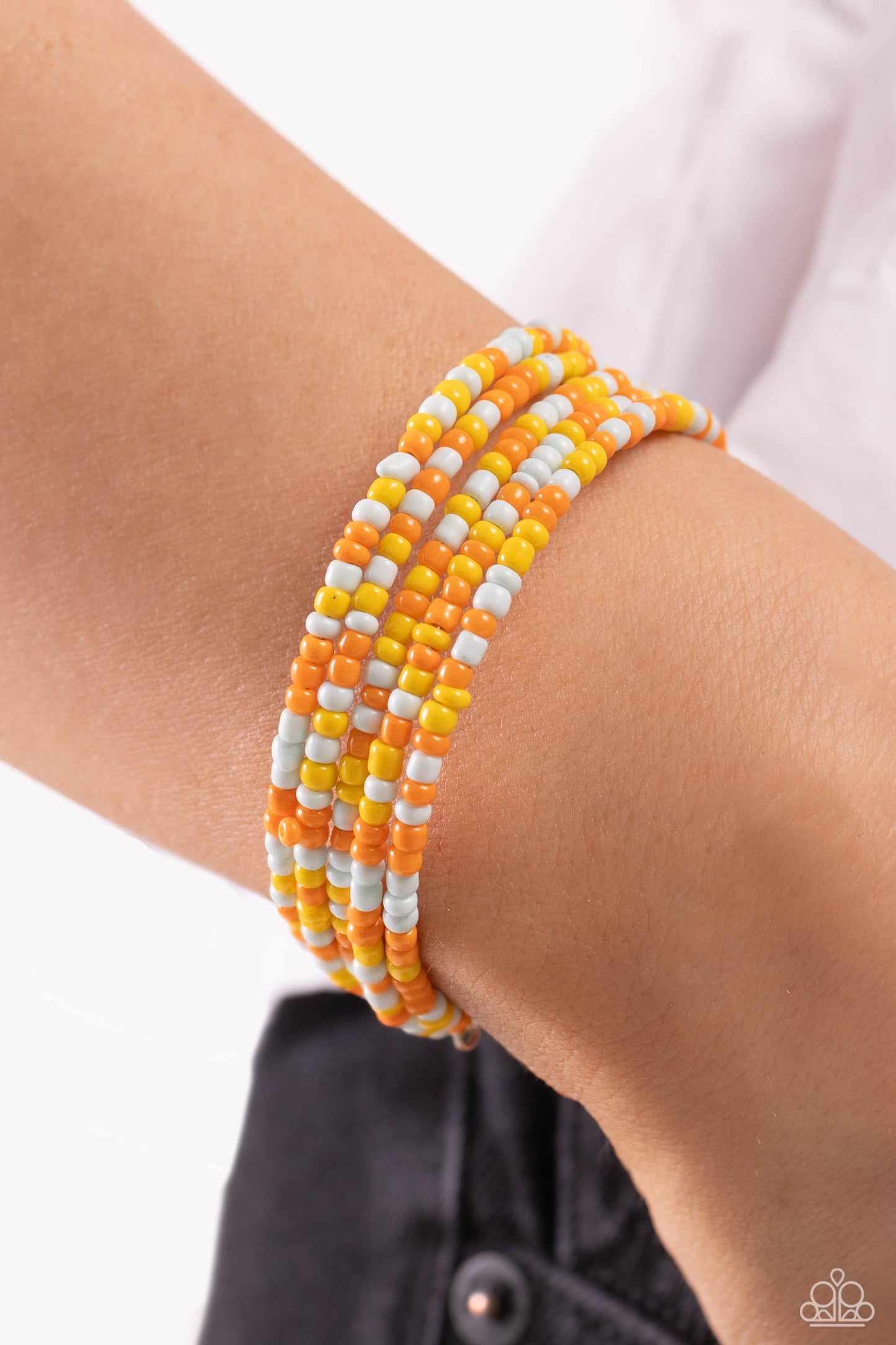 Coiled Candy - Yellow Seed Bead Coil Bracelet - Paparazzi Accessories